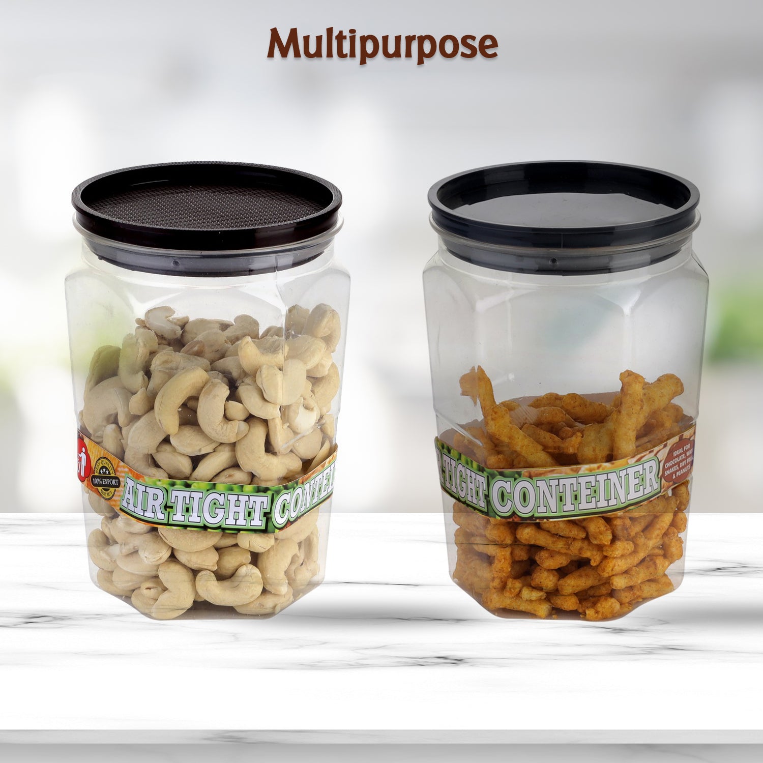 A complete set of six round air tight kitchen storage containers.