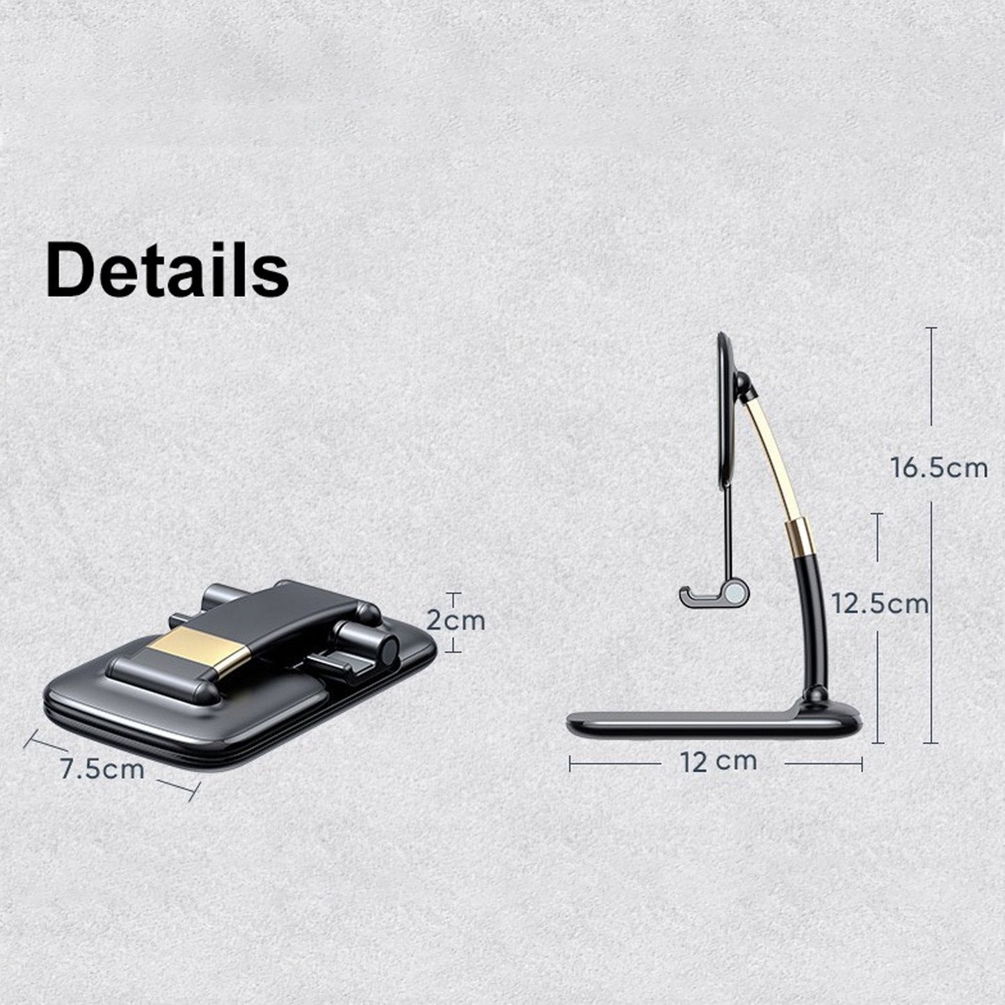 Slim and lightweight folded phone holder, ideal for carrying in a bag.