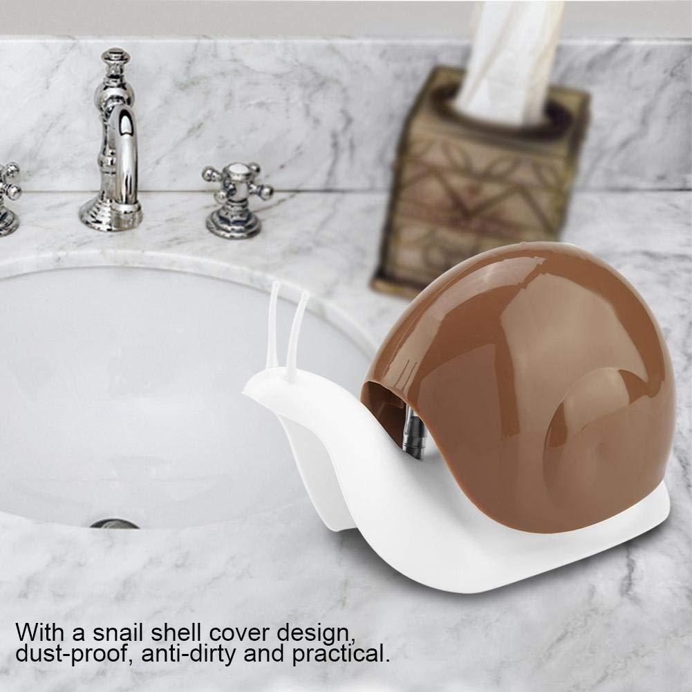 Stylish snail shape soap dispenser adding flair to any counter.