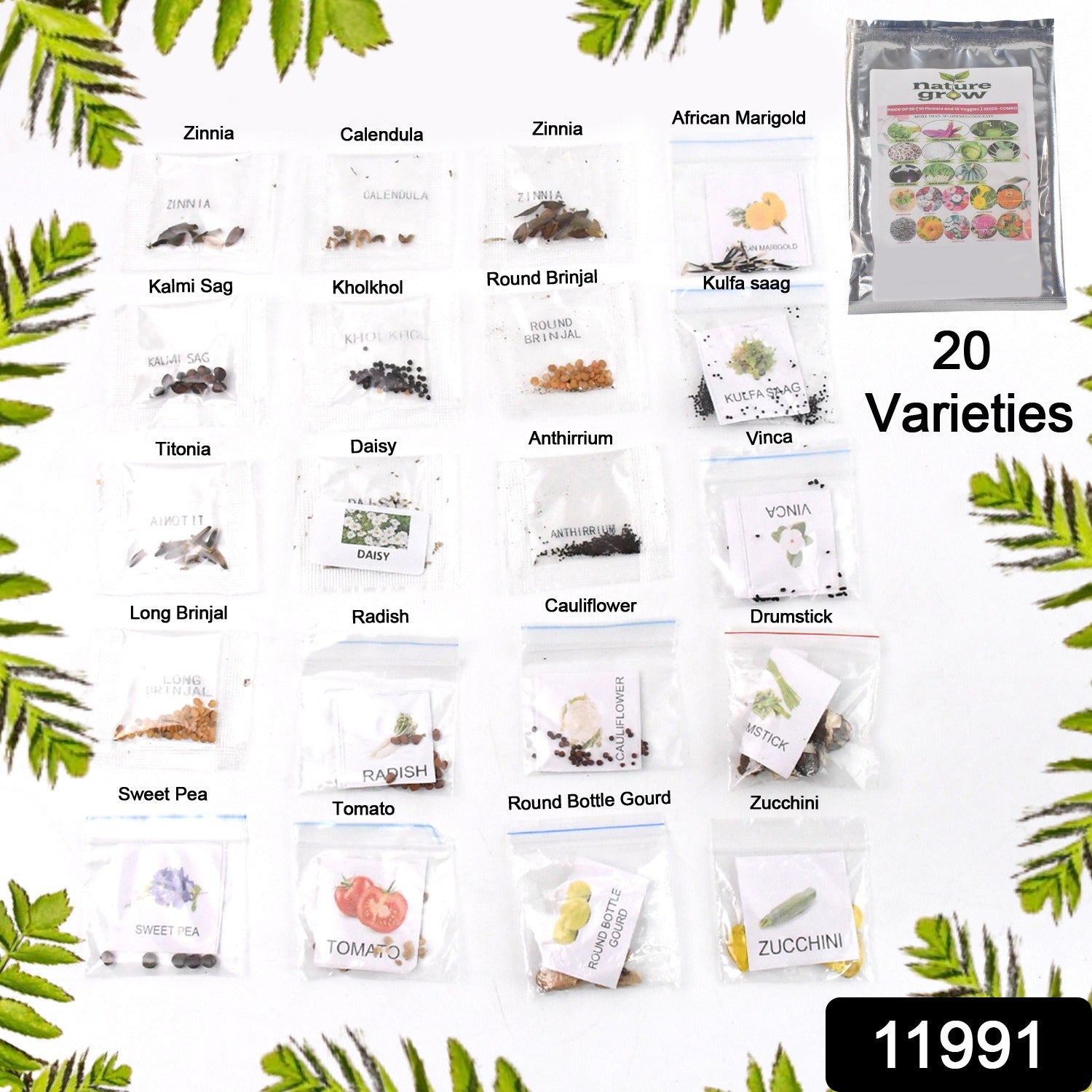 Garden Bliss Variety Pack displaying diverse vegetable and flower seeds for home gardeners.
