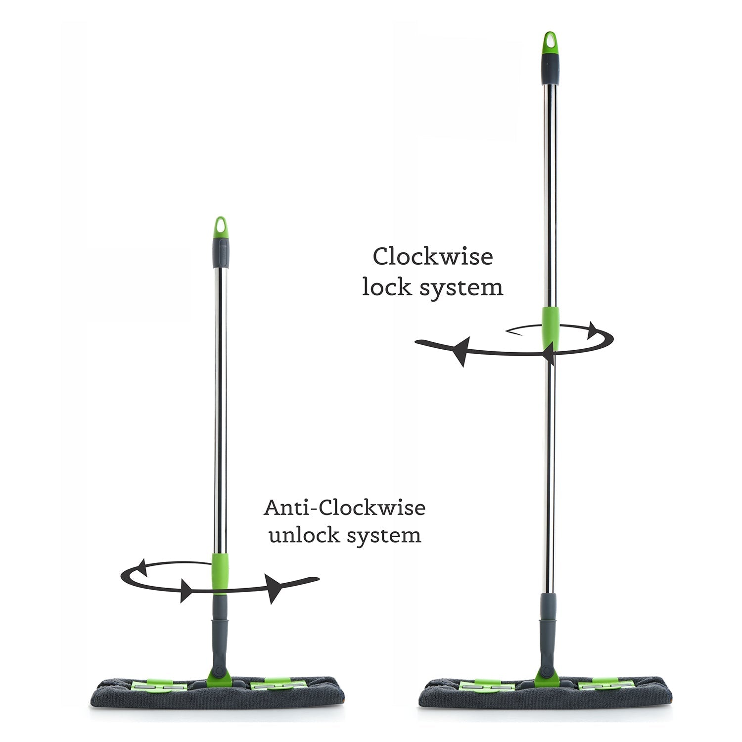 Detailed shot of the multi-color microfiber flat mop, emphasizing its ability to trap dust and dirt.