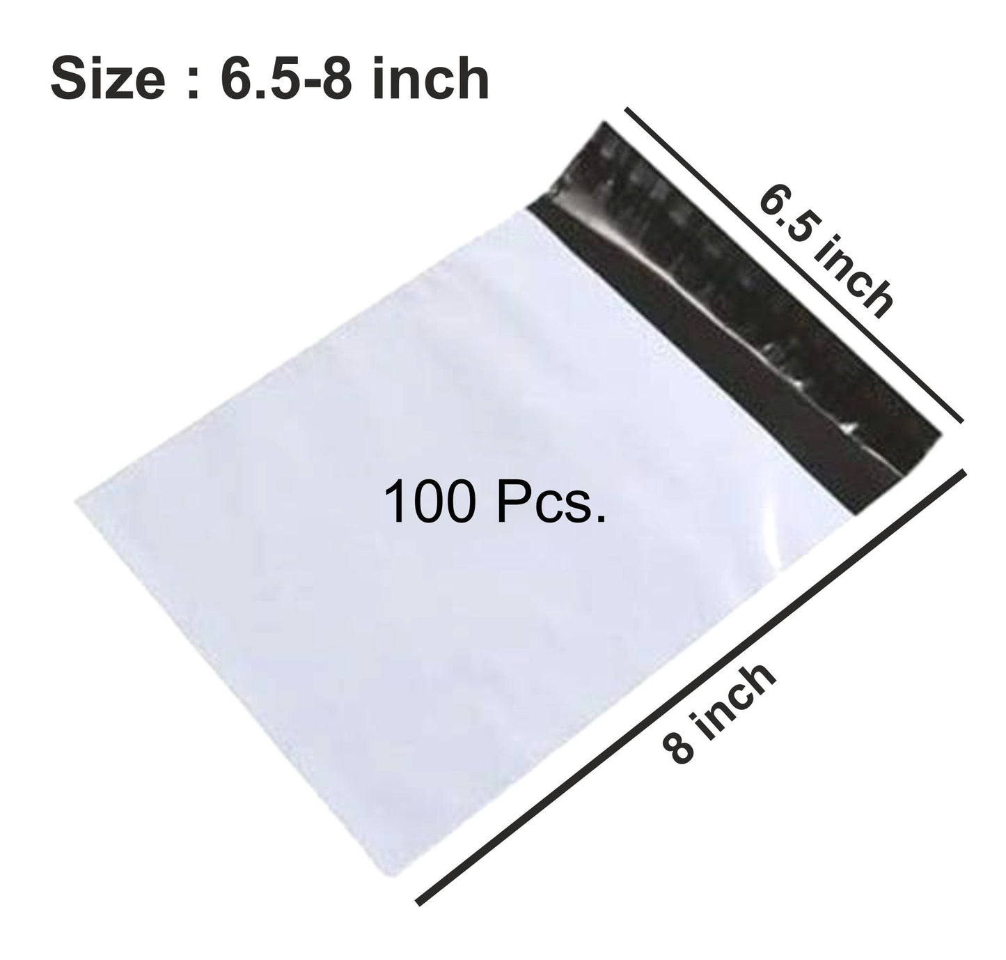 A single 6.5x8 inch tamper proof courier bag on a clean surface.