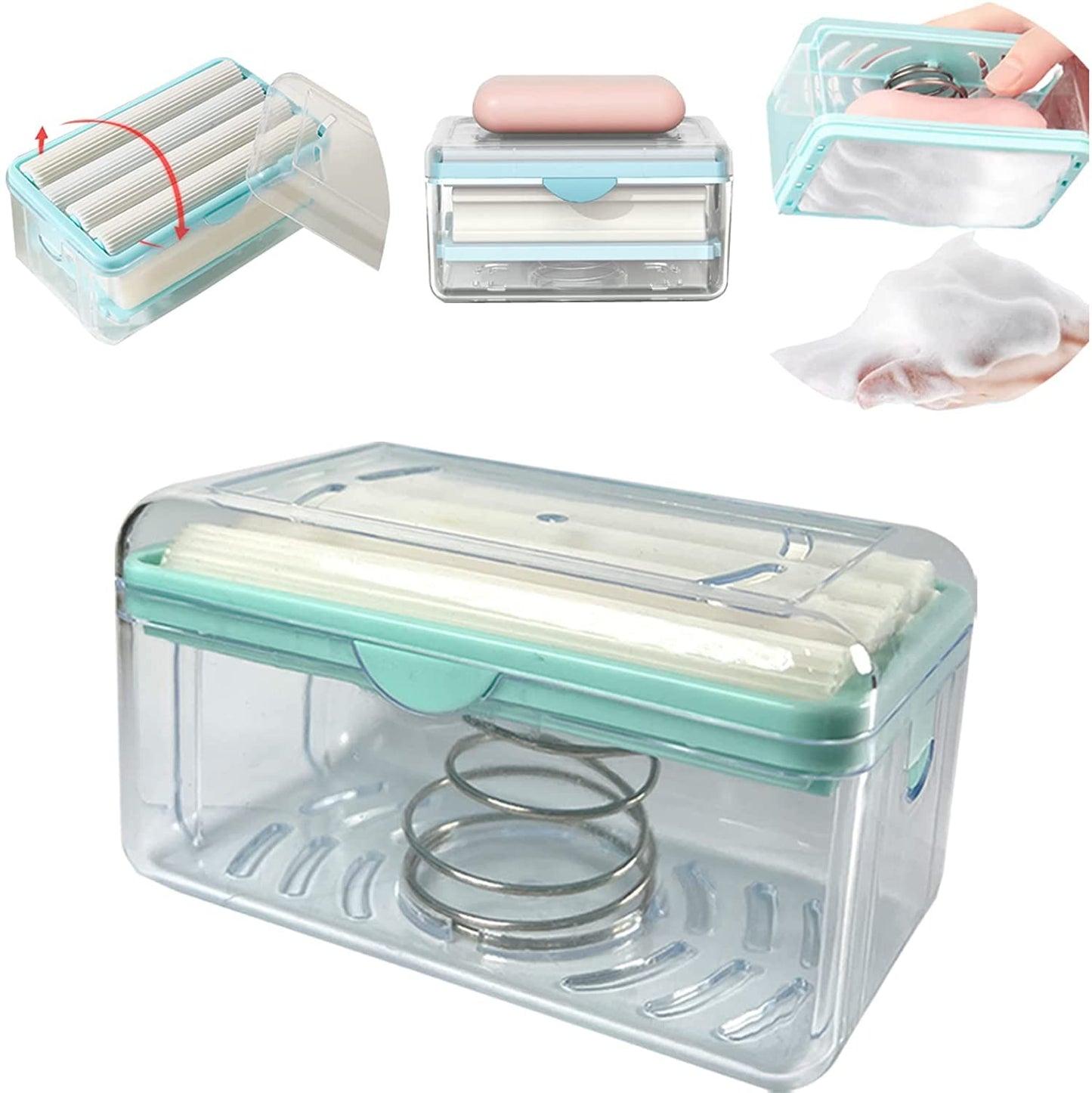 Portable soap roller and dispenser creating foam in kitchen and bathroom