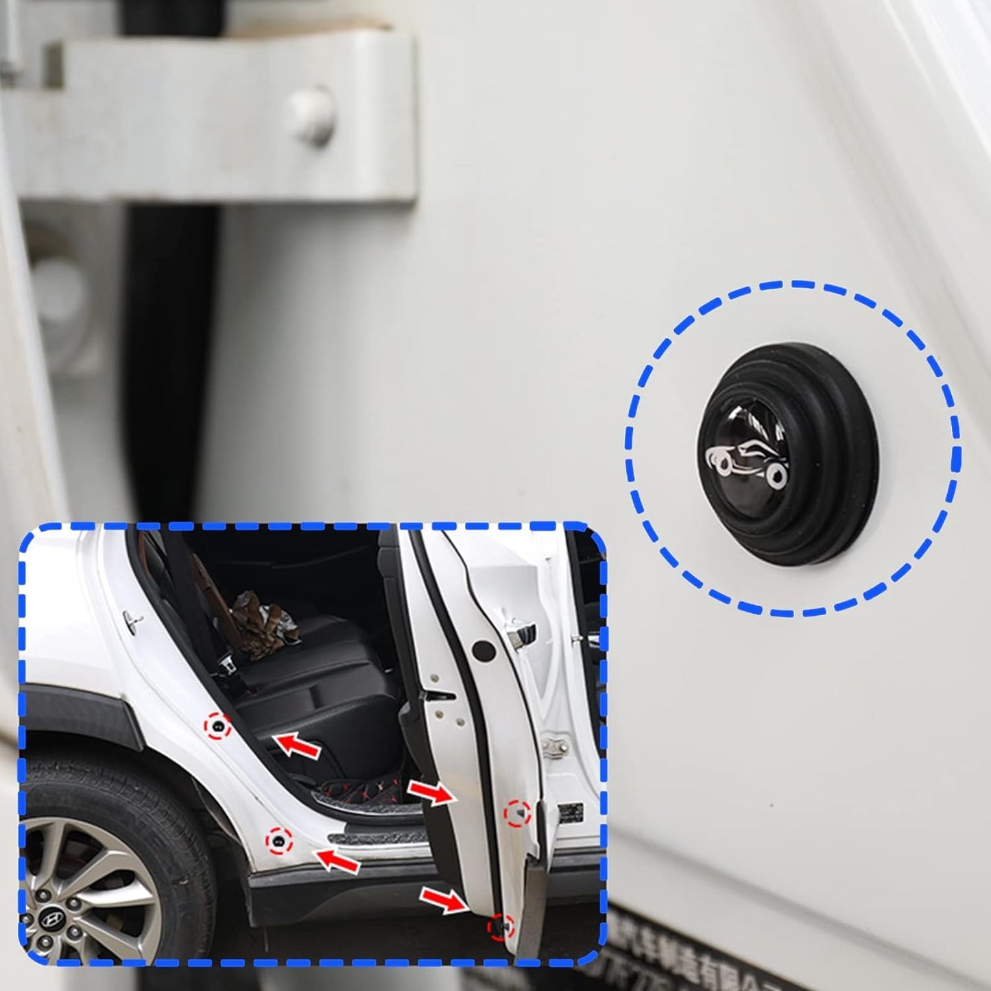 Detailed view of the circular Car Door Protector pad's adhesive backing.