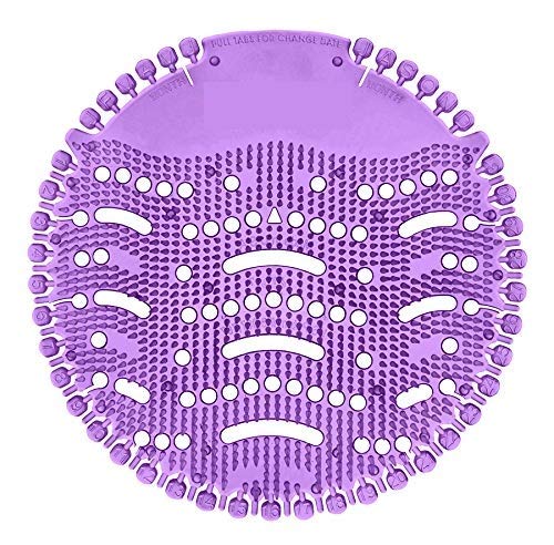 Close-up of an anti-splash urinal screen mat with bristles for effective splash reduction.