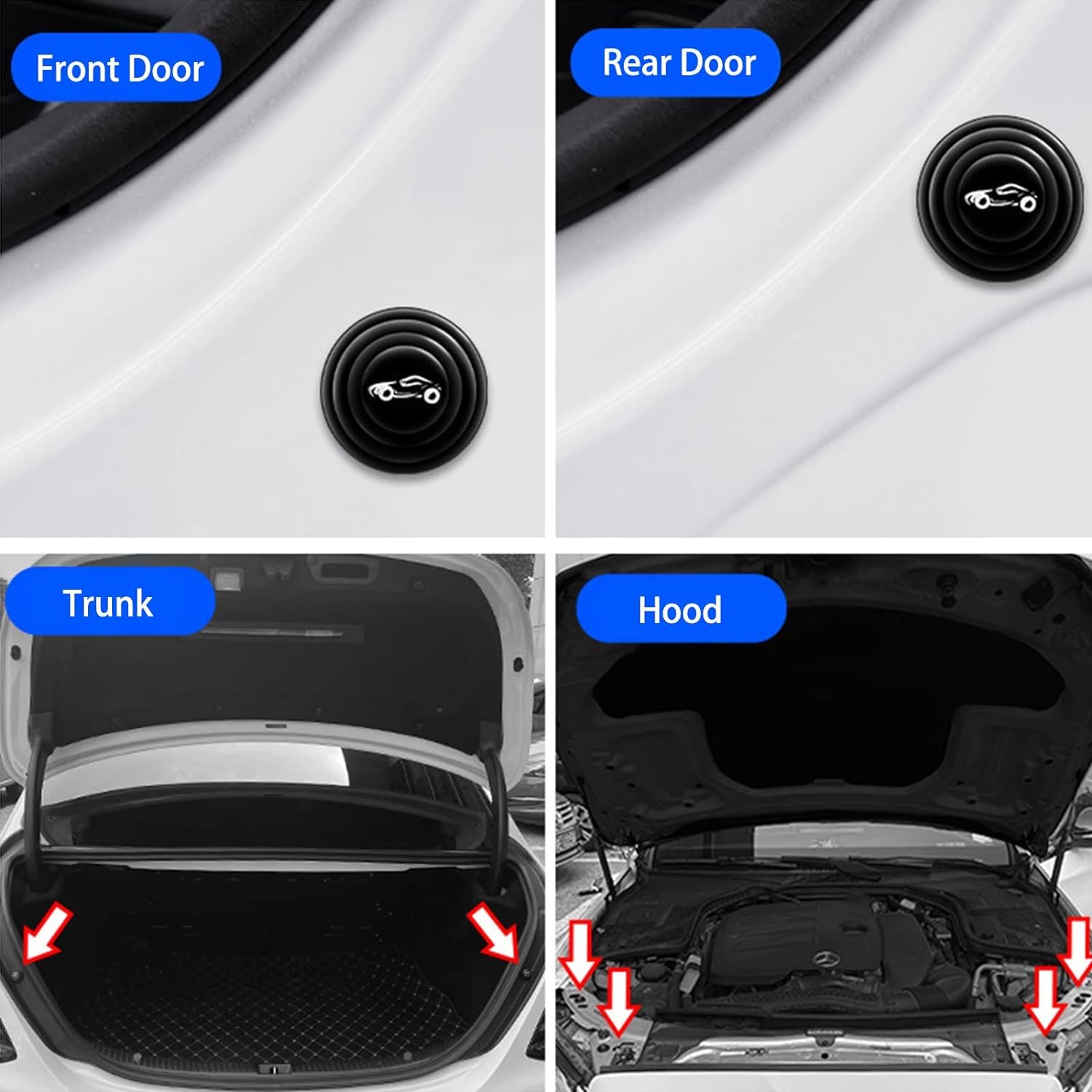 Diagram illustrating how car door protection stickers prevent impact damage.