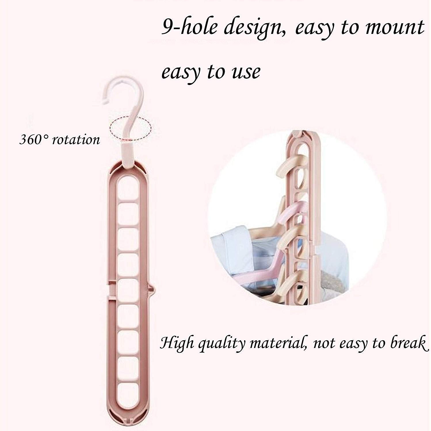 Versatile folding hanger with nine holes, demonstrating its compact storage capability.
