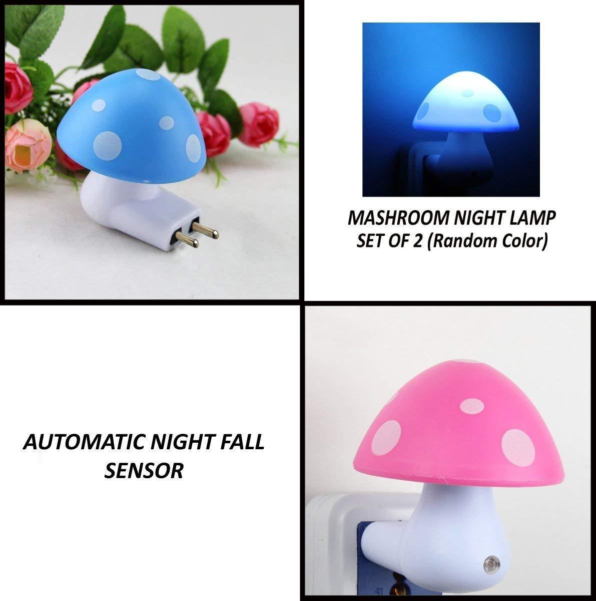 Energy-saving LED mushroom night light with an automatic sensor.