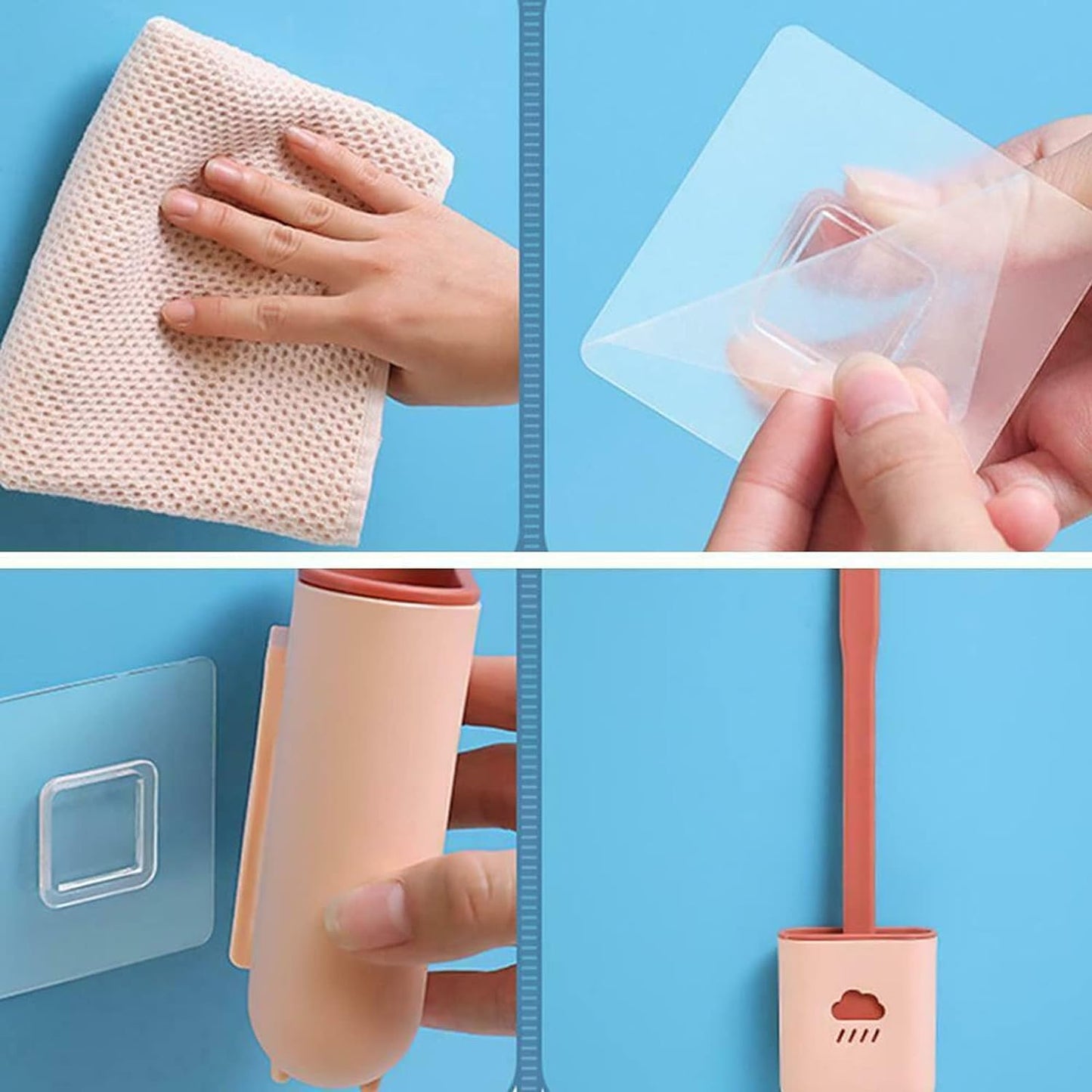 Ventilated quick-dry holder for the silicone toilet brush, preventing water build-up.