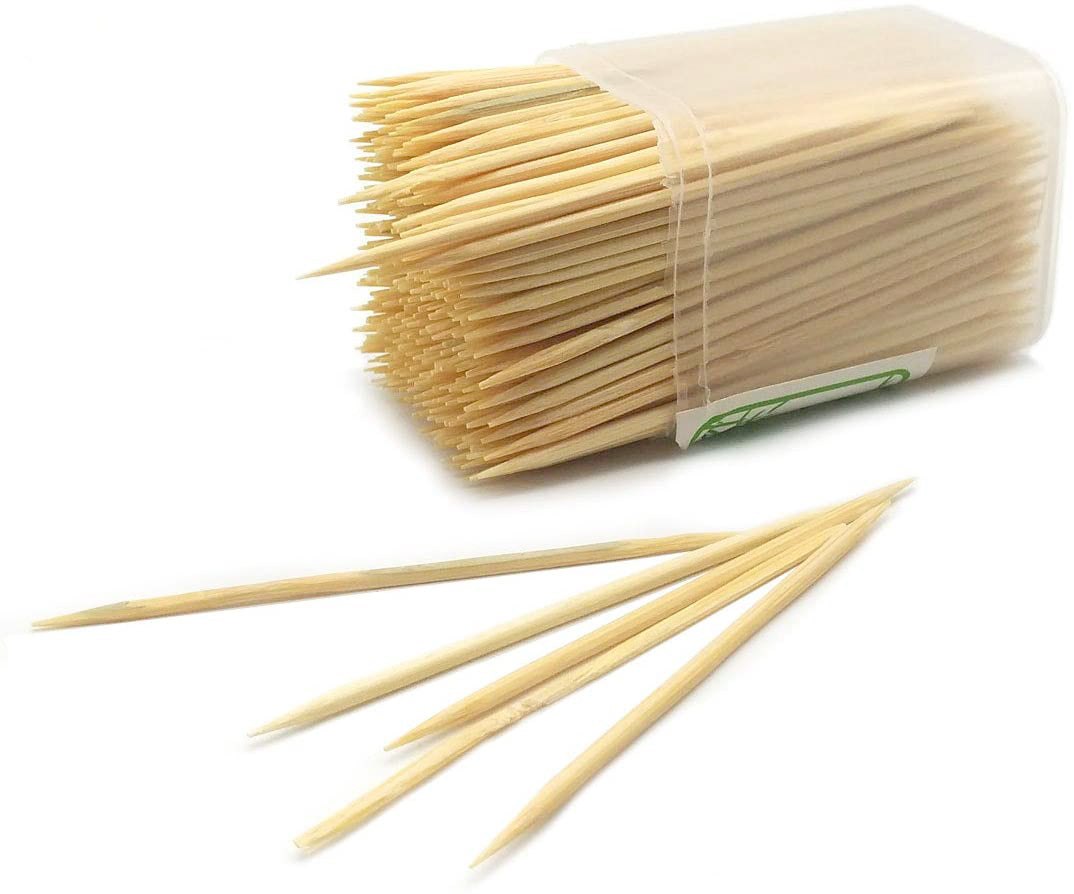 Hygienic wooden toothpicks in their dispenser box, ideal for daily oral care.