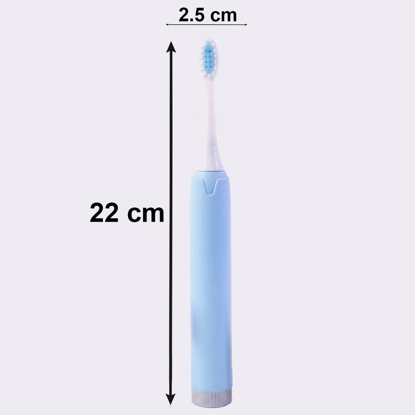 Electric sonic toothbrush dimensions displayed as 22cm by 2.5cm