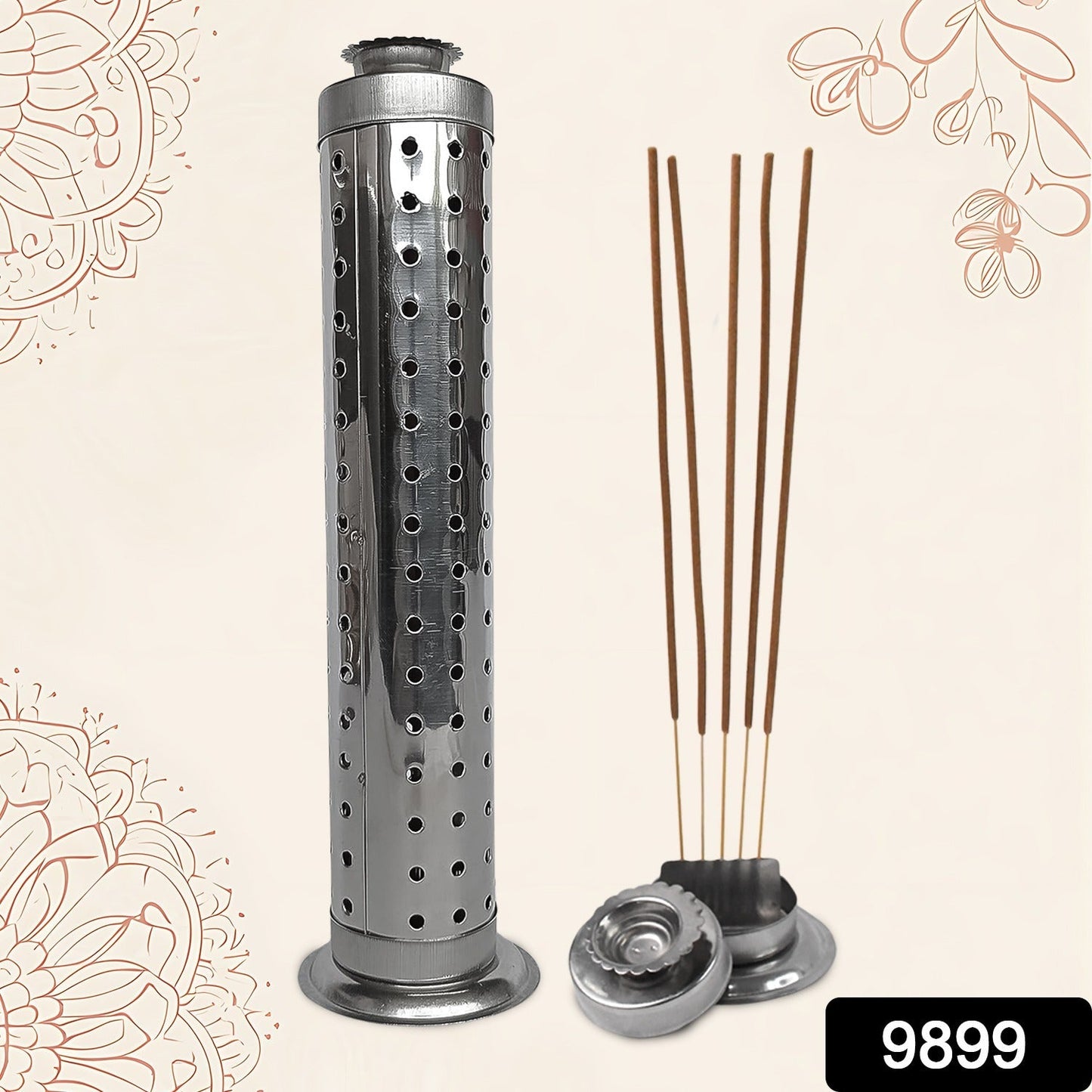 Puja incense stick holder made of stainless steel with safe ash catcher