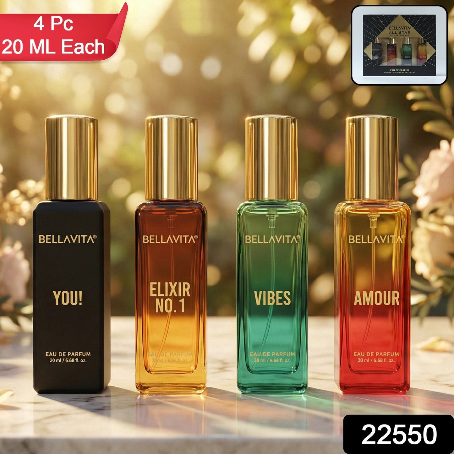 Perfume combo pack of four unisex Eau De Parfum mini bottles