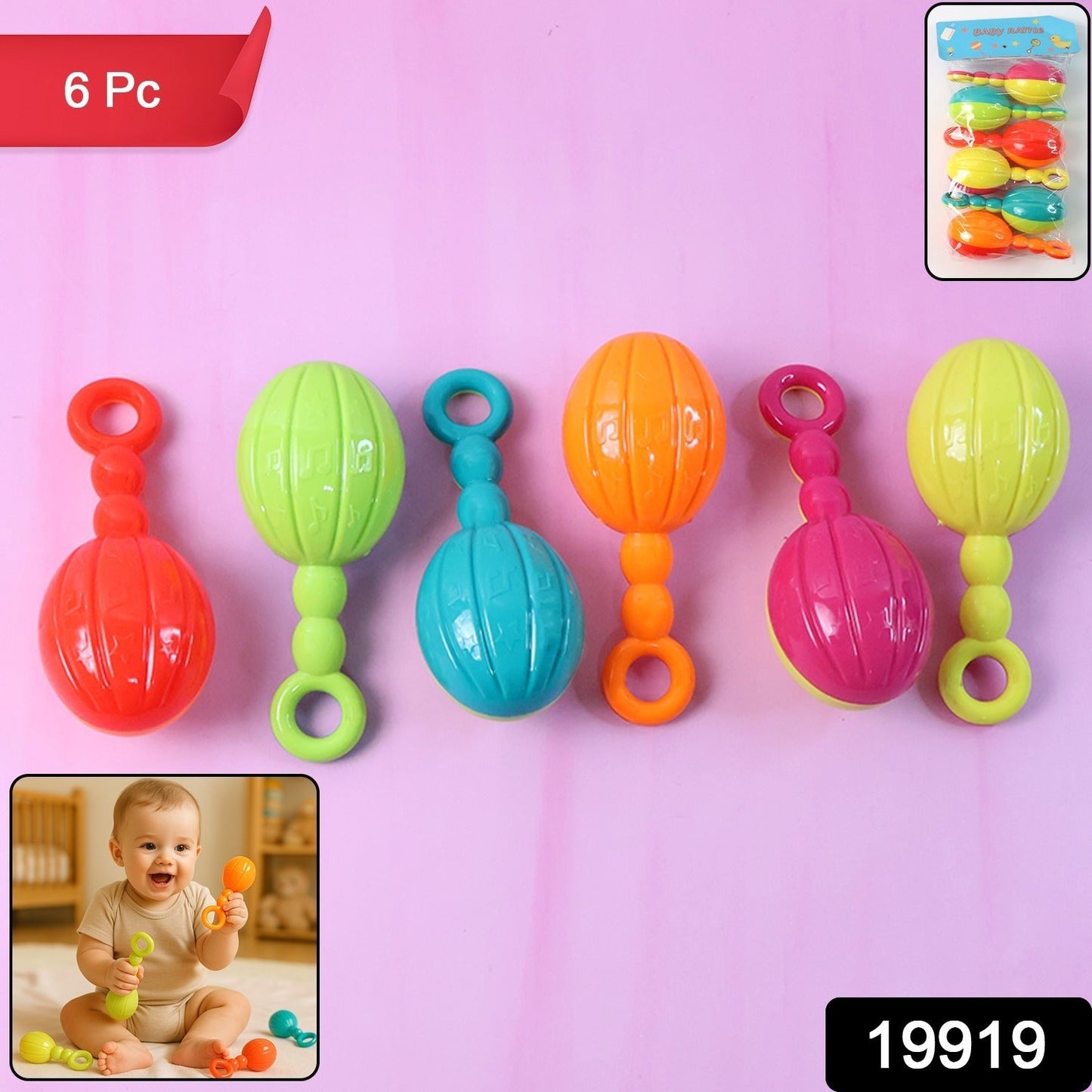 Tot Shake baby hand rattle with easy-grip loops