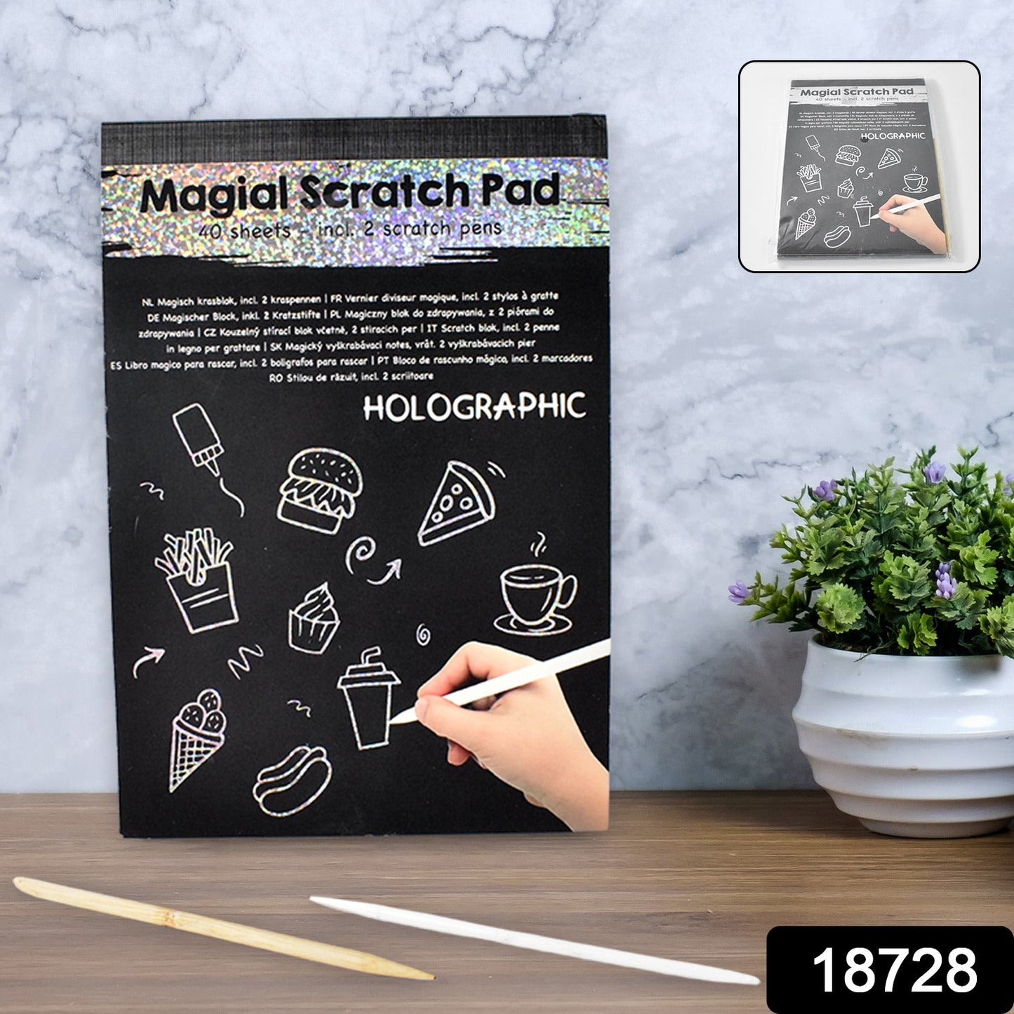 Revealed colourful scratch art sheet showcasing rainbow colours