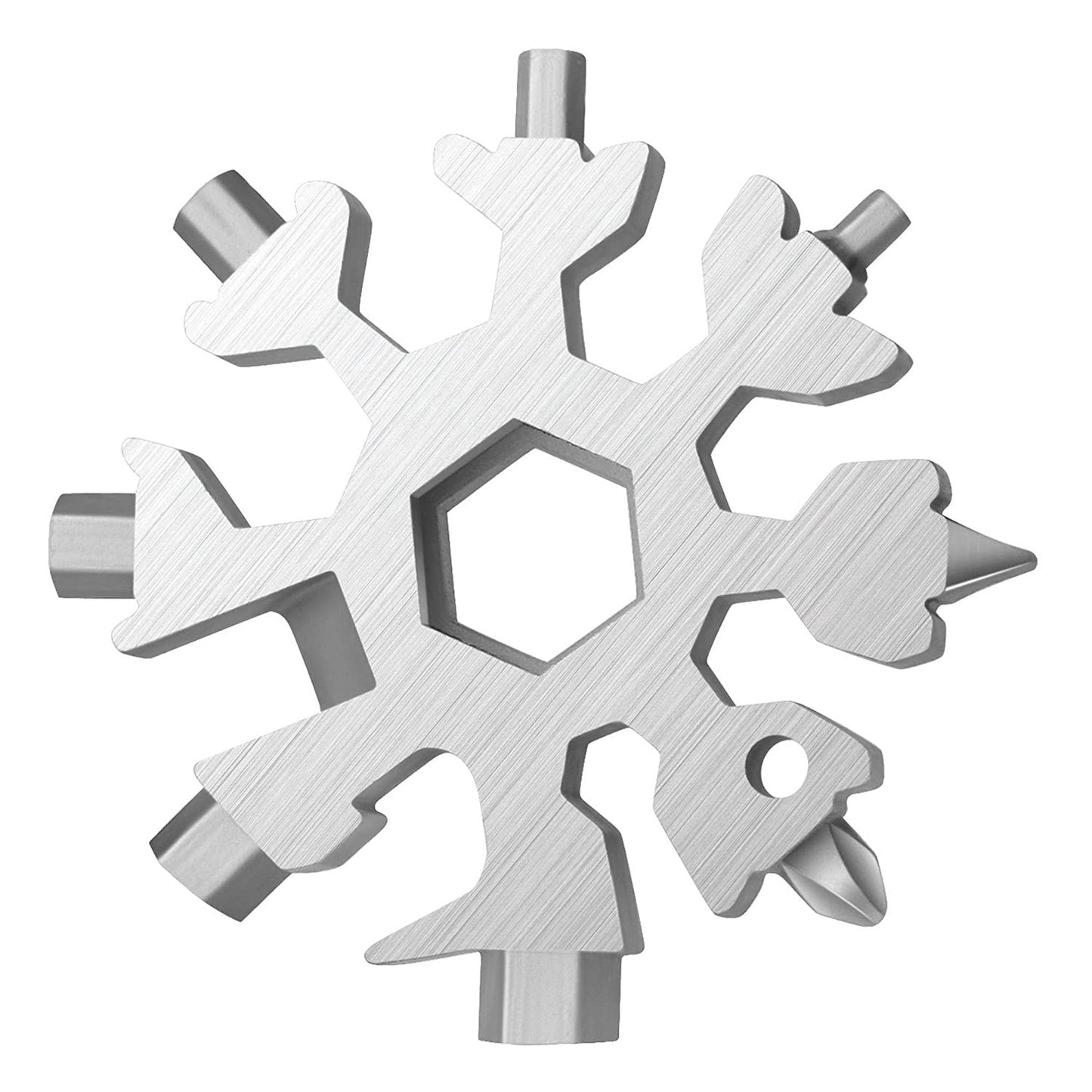 Portable Snowflake Multi-Tool held in hand, highlighting its ergonomic and compact design.