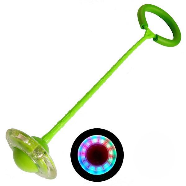 Multiple colorful LED jumping rings displayed together, showcasing their vibrant lights.