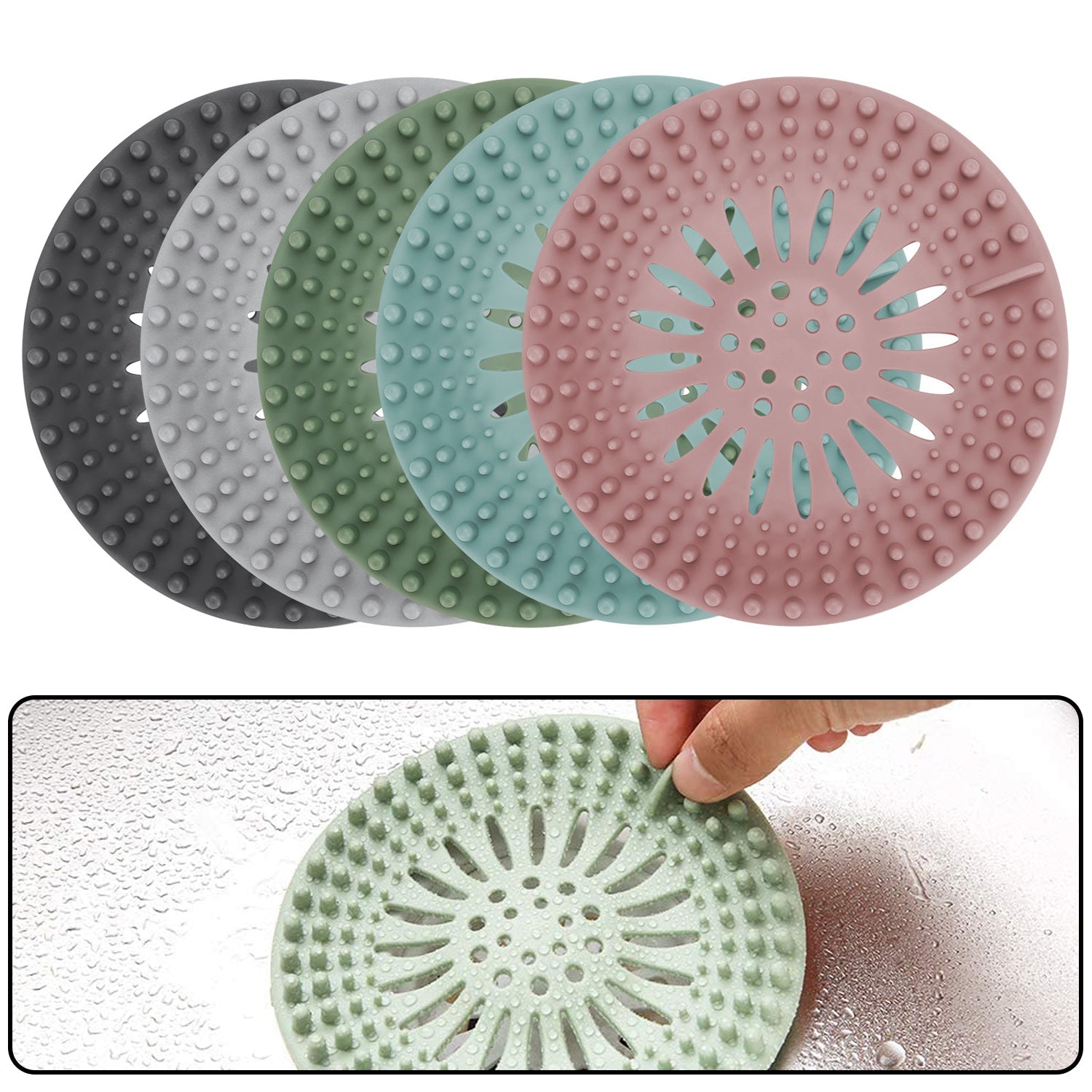 Grid pattern on the shower drain cover ensures optimal water flow while stopping unwanted particles.