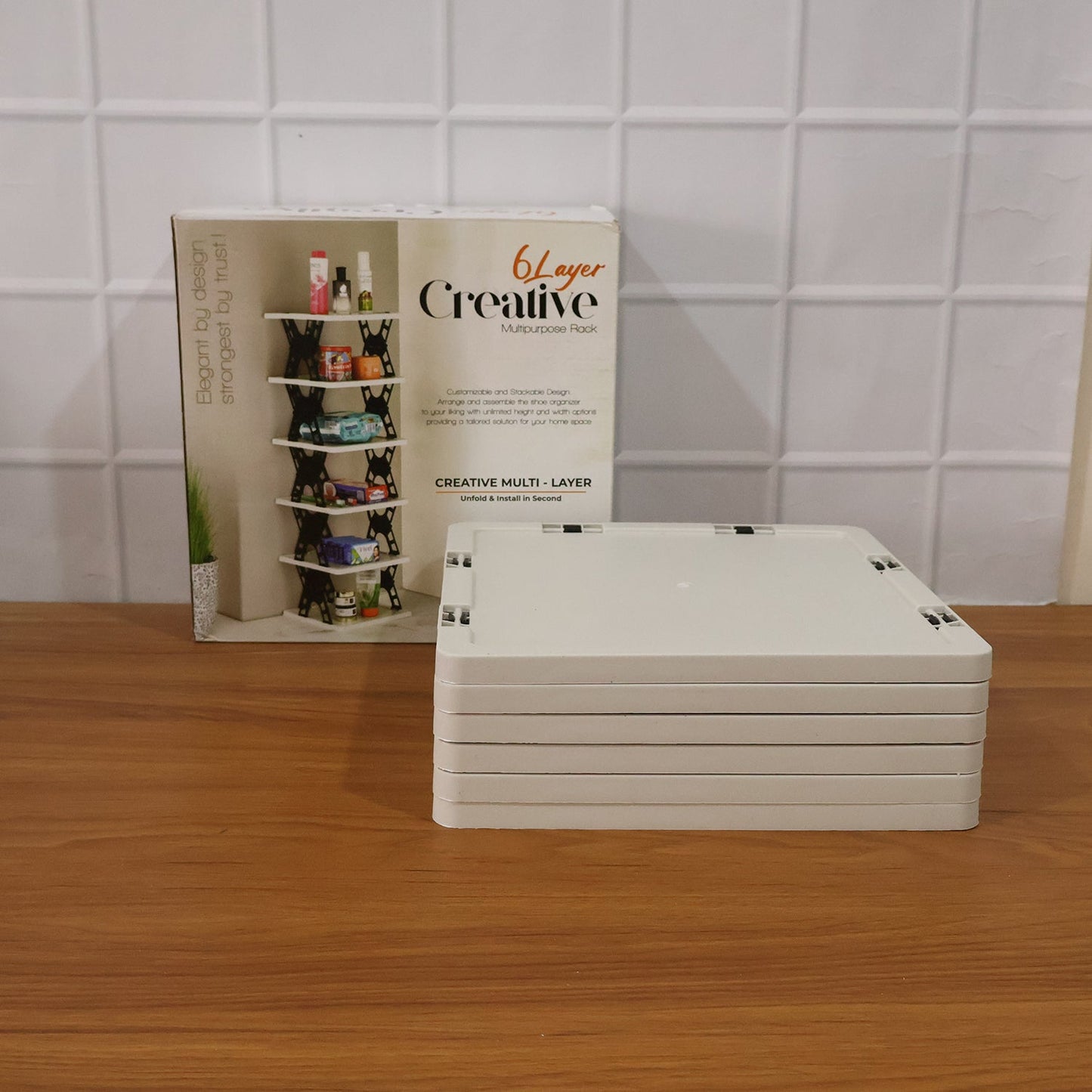 Compact 6 tier utility rack for efficient home storage