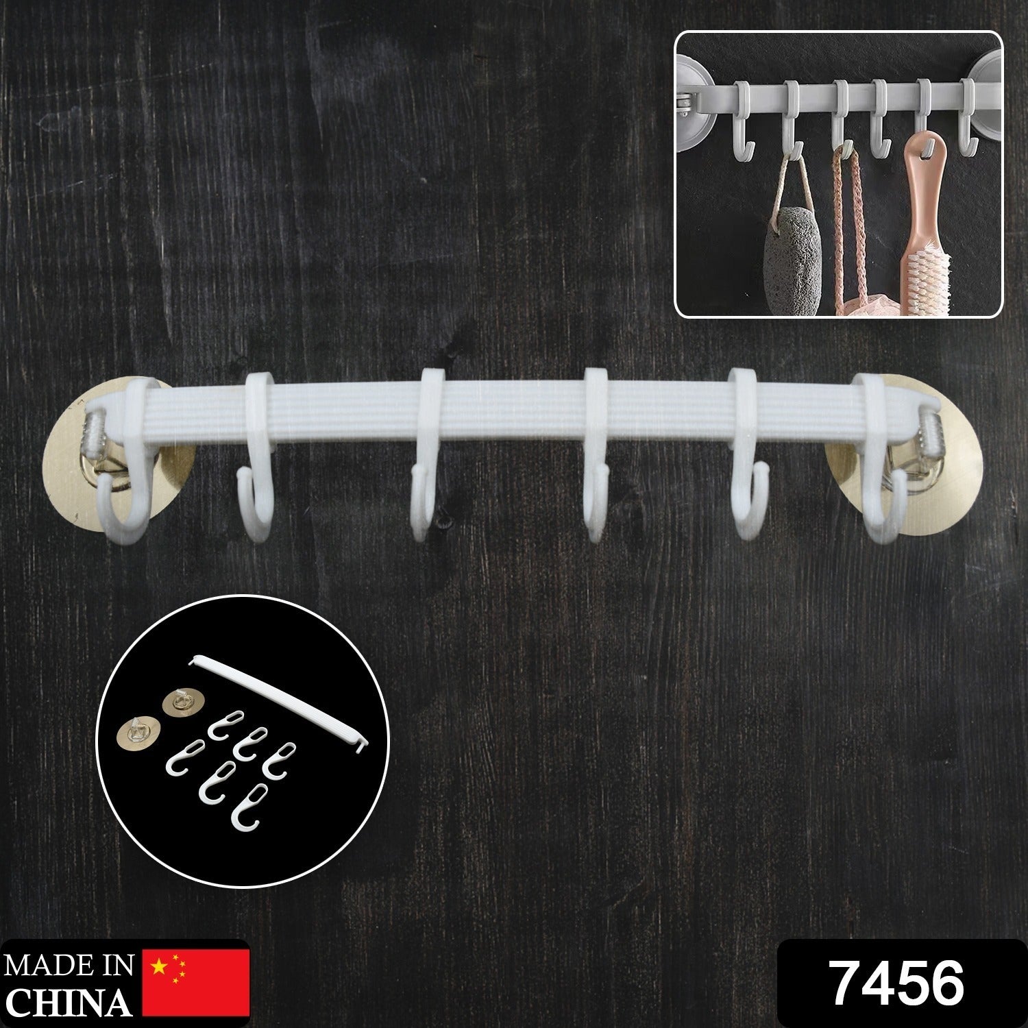 Close-up of the strong adhesive backing for easy, no-drill installation of the towel rack.