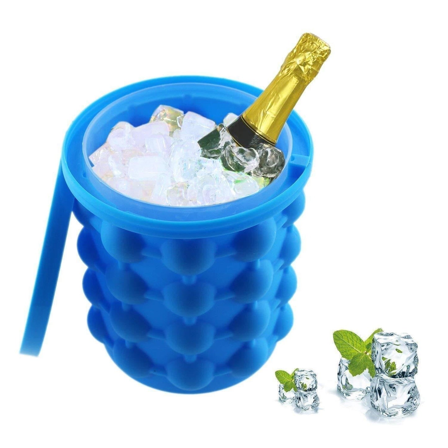 Flexible silicone ice cube maker showing its pliable material for easy ice release.