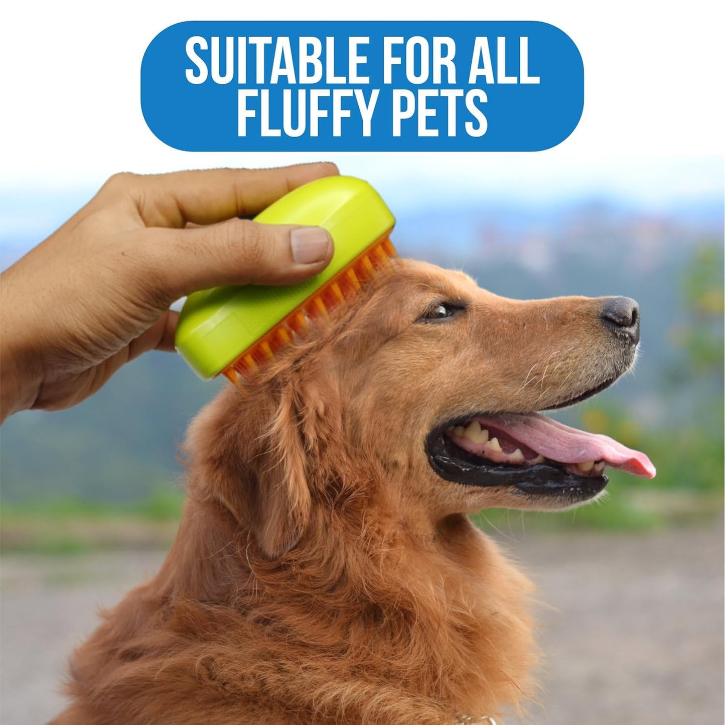 Dog being groomed with the versatile Cat Steamy Brush.