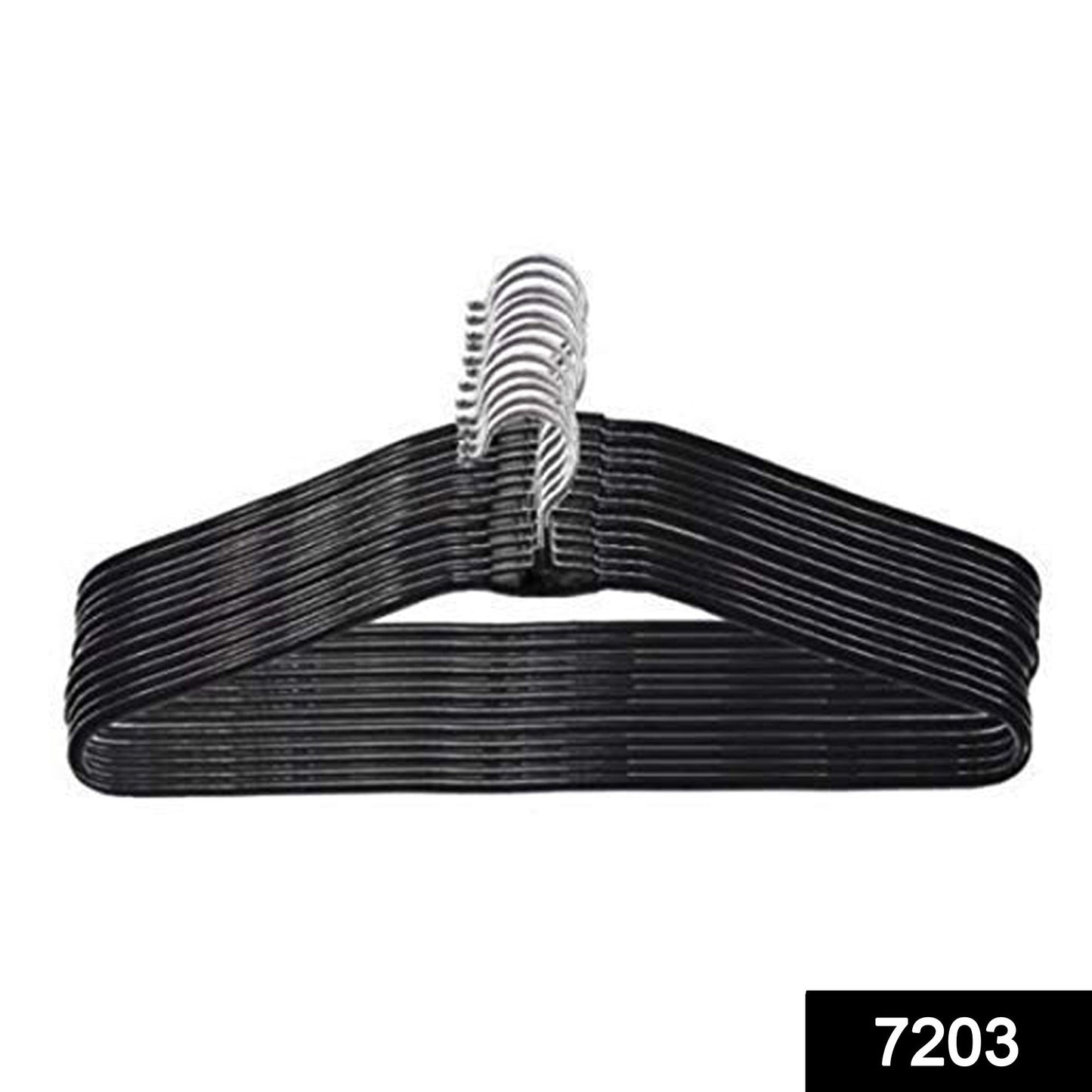 Close-up view of the smooth, durable stainless steel hangers, highlighting their quality construction.