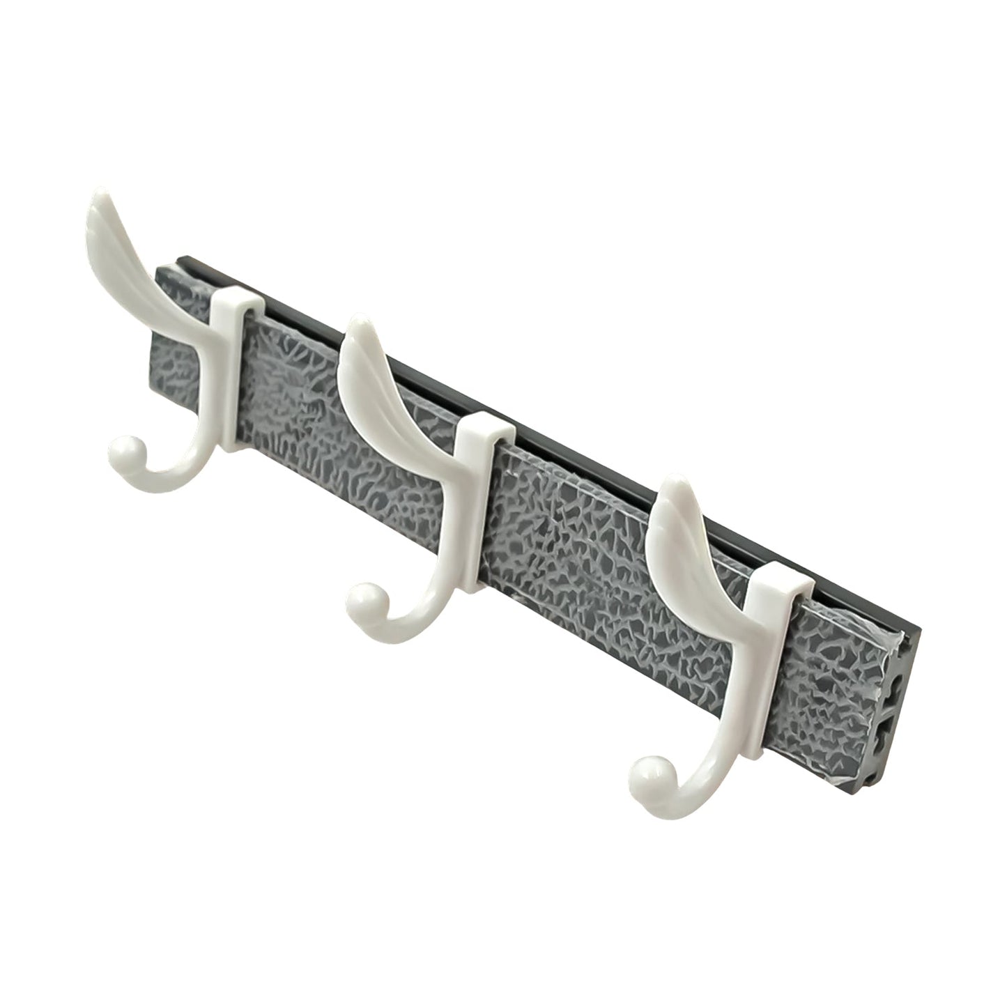 Wall mounted coat rack showcasing its sturdy metal hooks and elegant wooden base