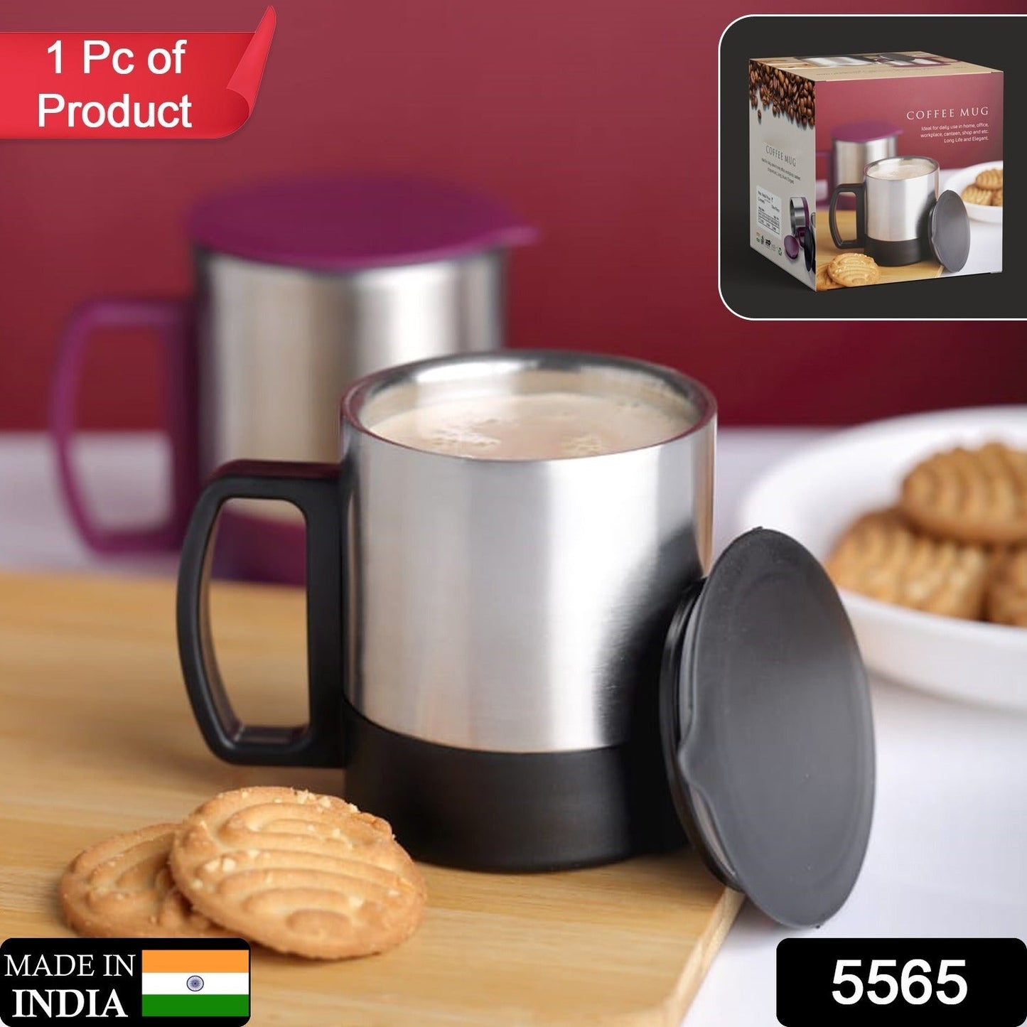 Person enjoying a hot beverage from their insulated steel travel mug.