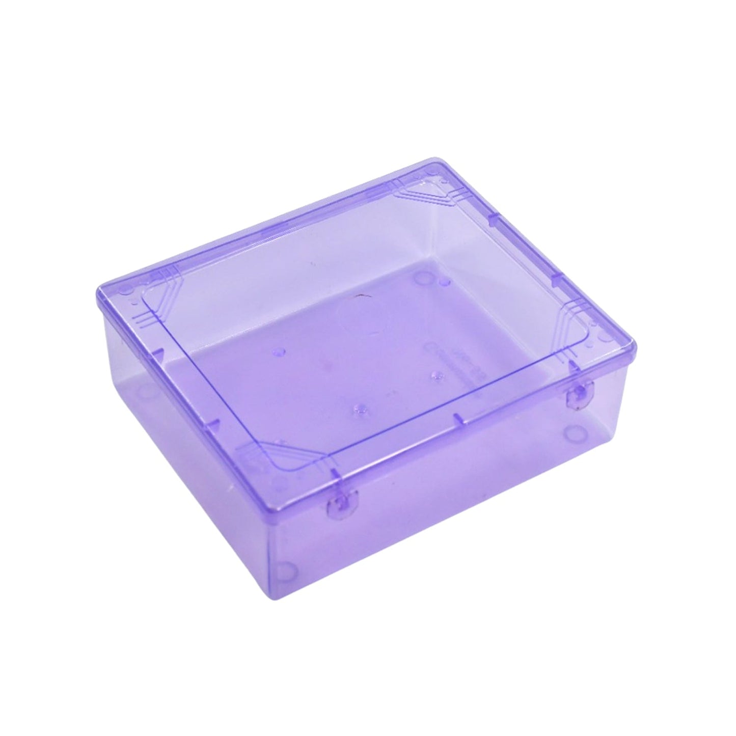 Hand holding the durable clear plastic container, showing its portability.