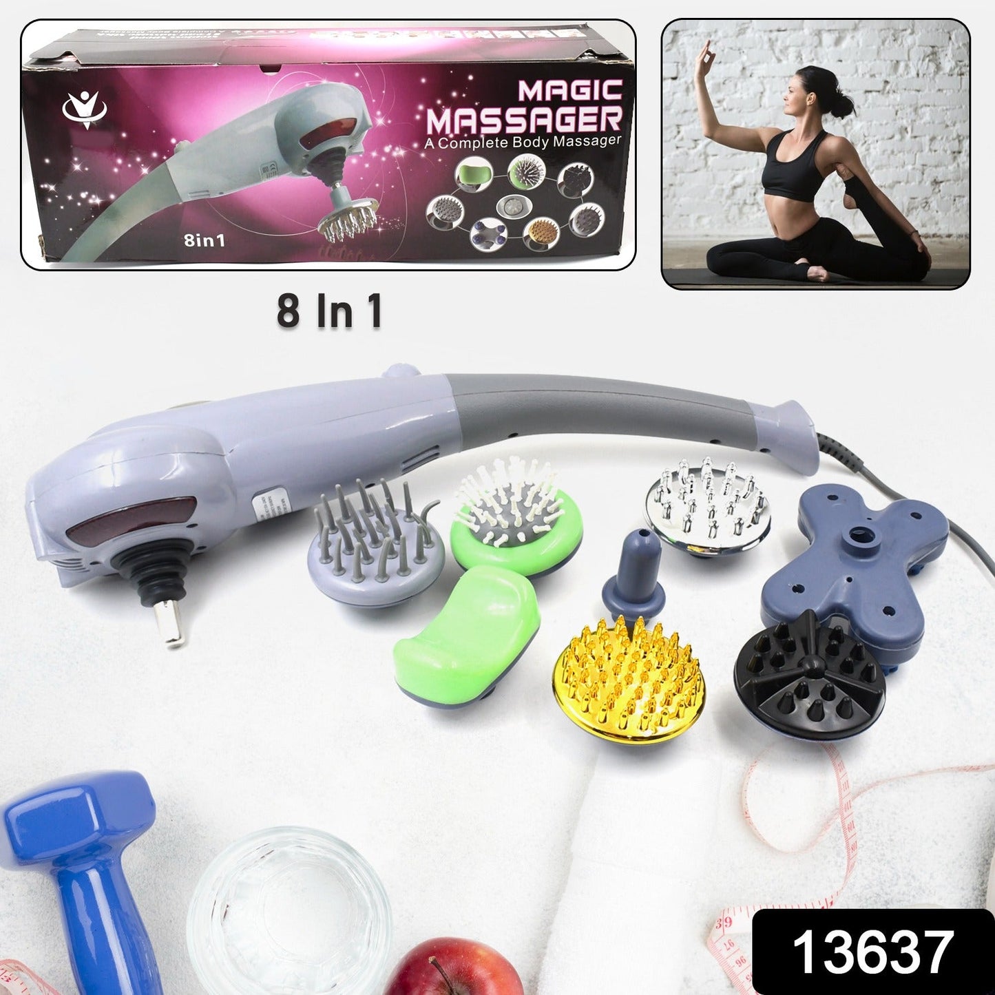 The 8-in-1 electric full body massager displayed prominently on a clean background.