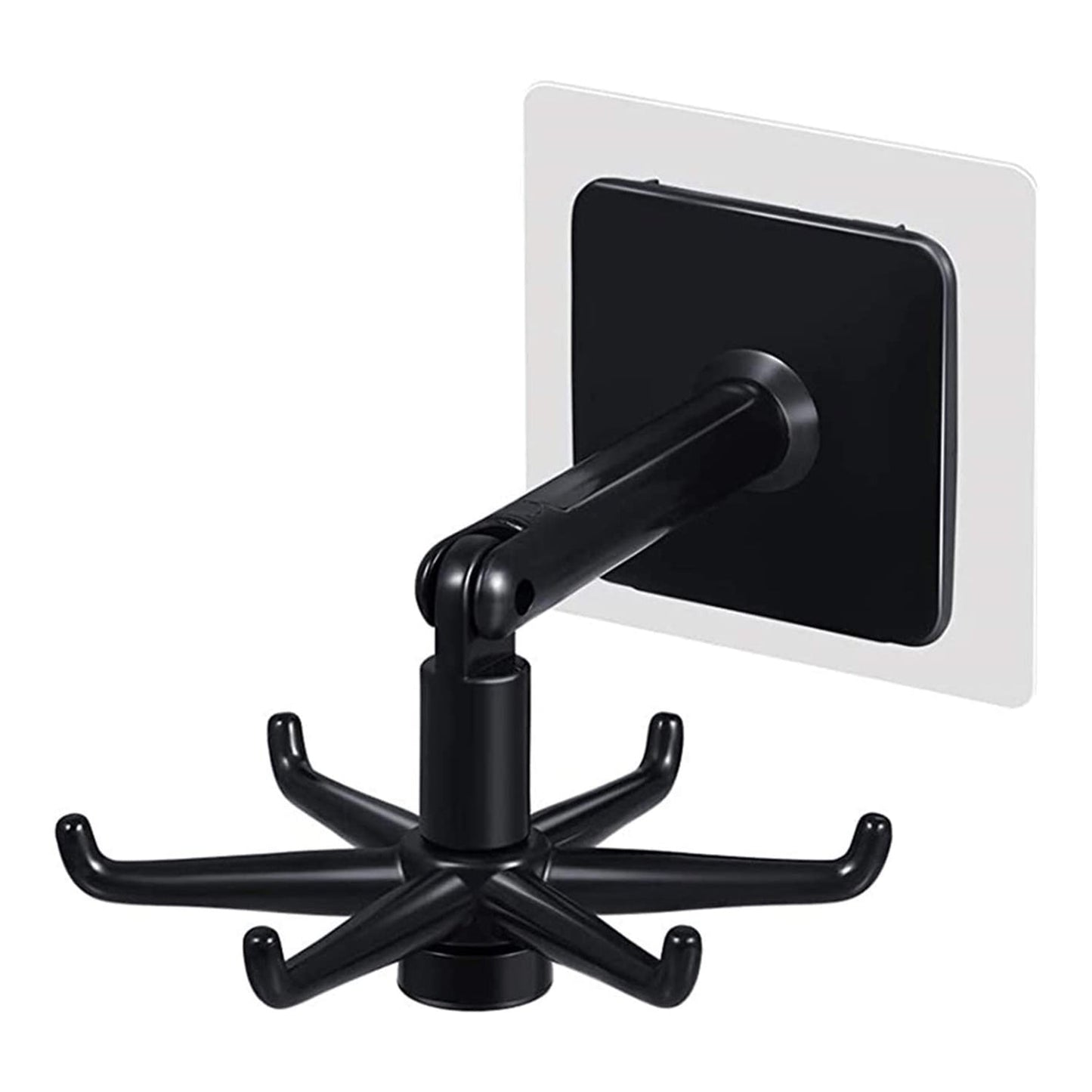 Compact black rotatable hooks showcasing sleek design and easy peel-and-stick installation