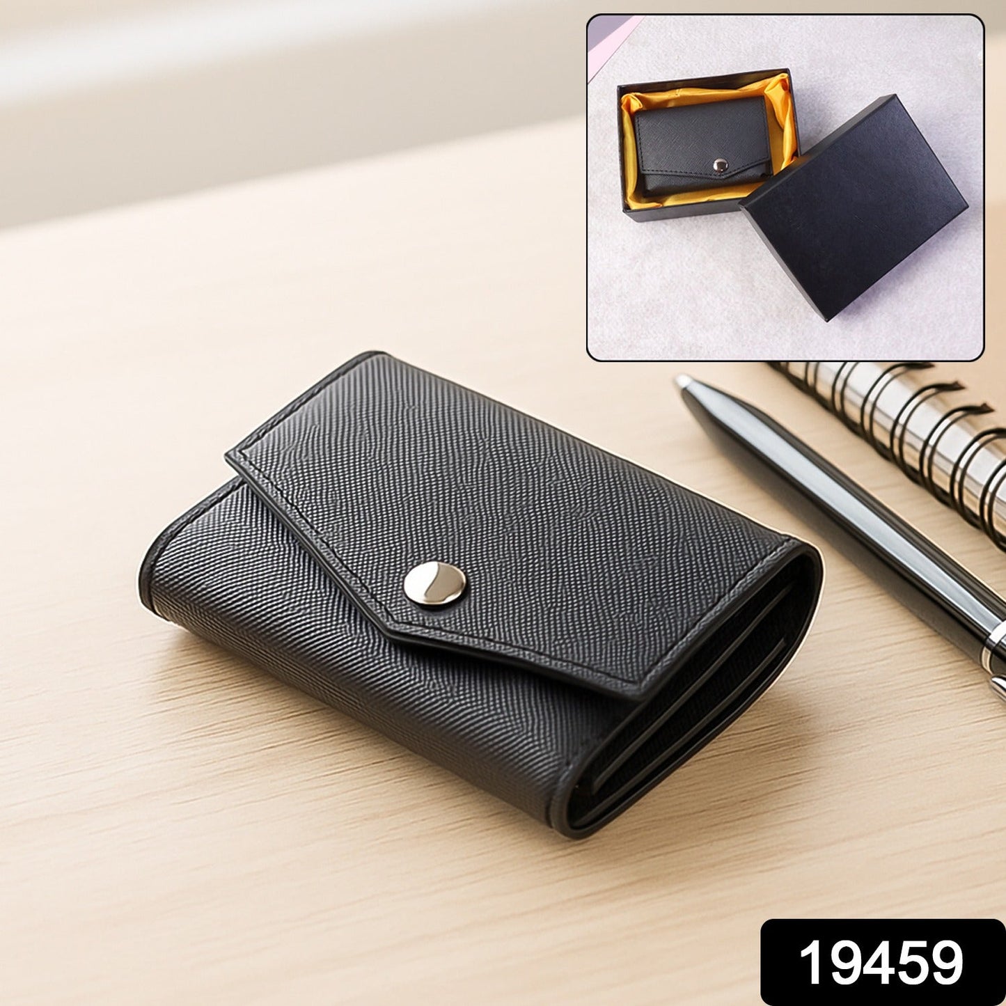 Everyday compact wallet featuring secure snap-lock for easy carrying