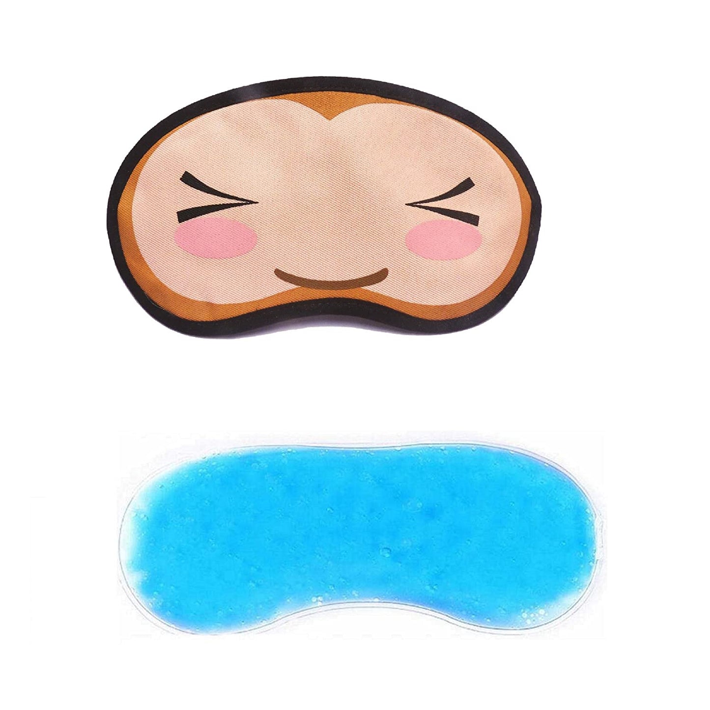 Ice gel eye mask on a bed, indicating its use for restful sleep and relaxation.