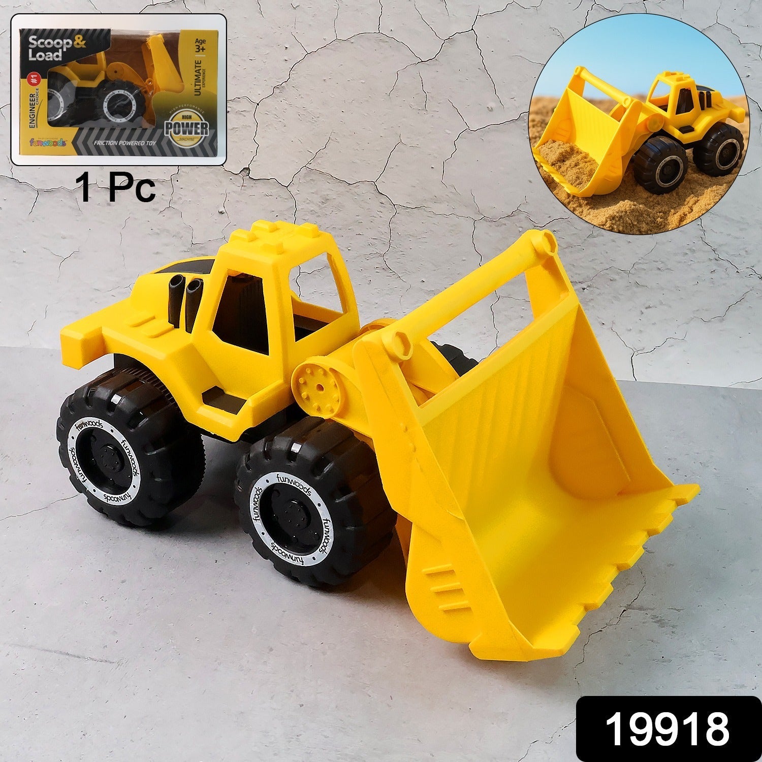 Sand play with Funwoods construction truck
