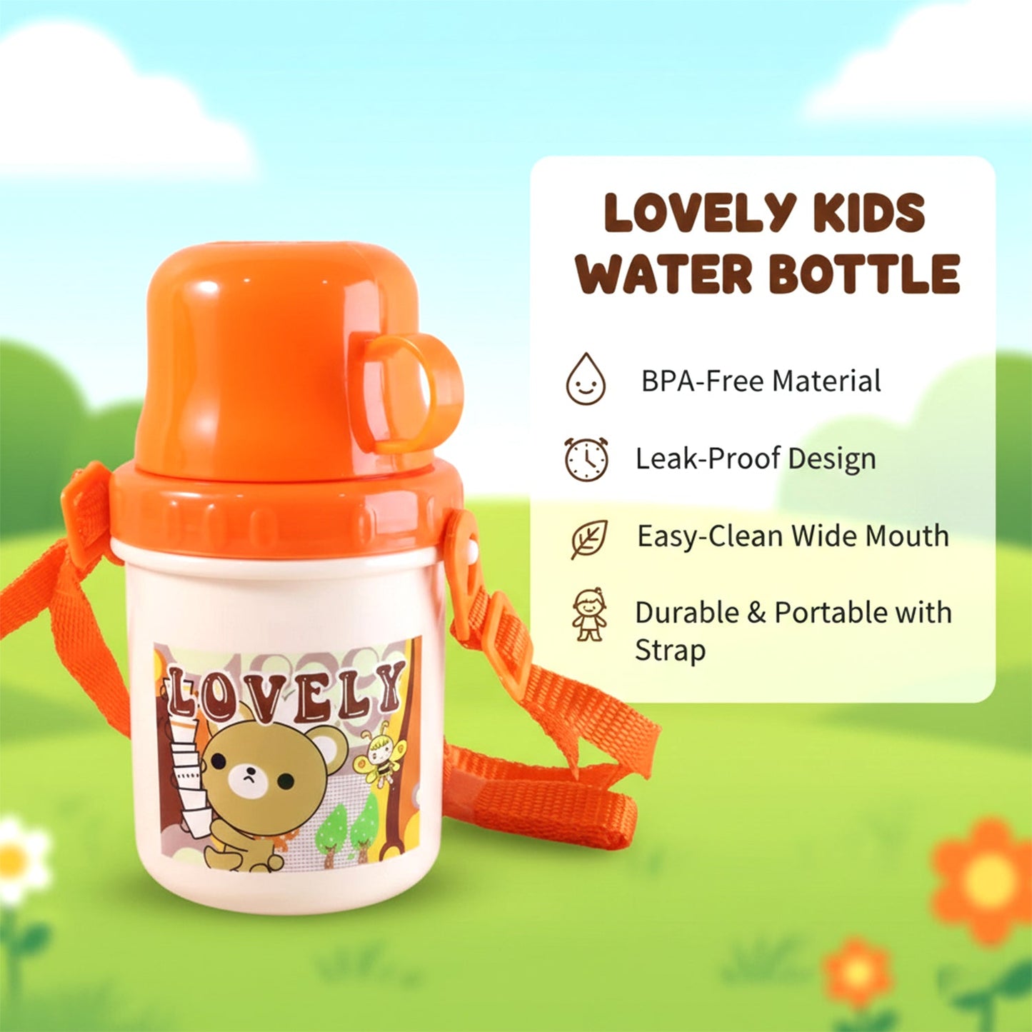 Side view of kids plastic cup featuring spill-resistant lid