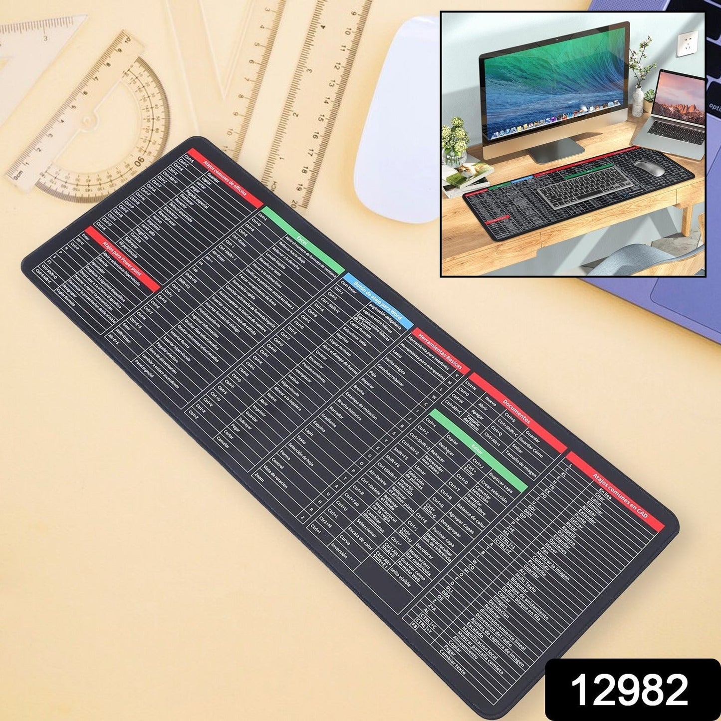 Detailed view of the Shortcut Keyboard Mat showcasing Excel-inspired key patterns.