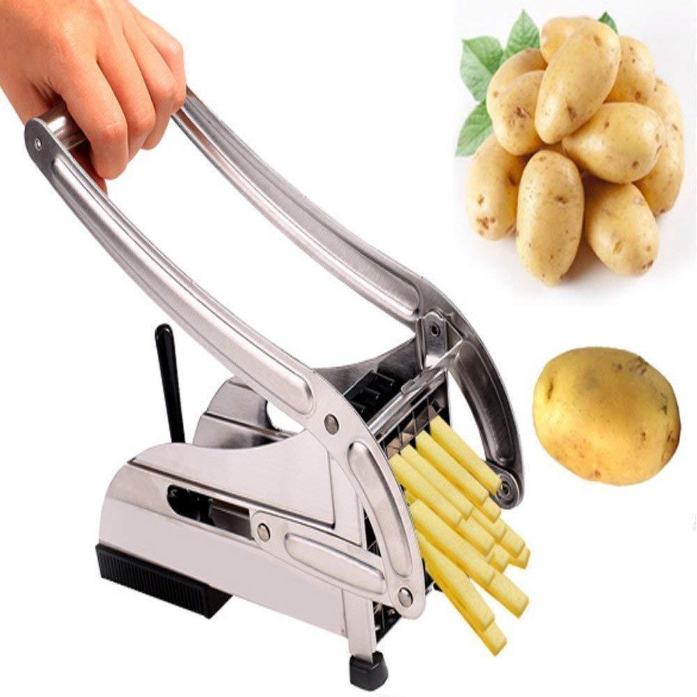 The French fries cutter machine with its removable parts laid out for easy cleaning.
