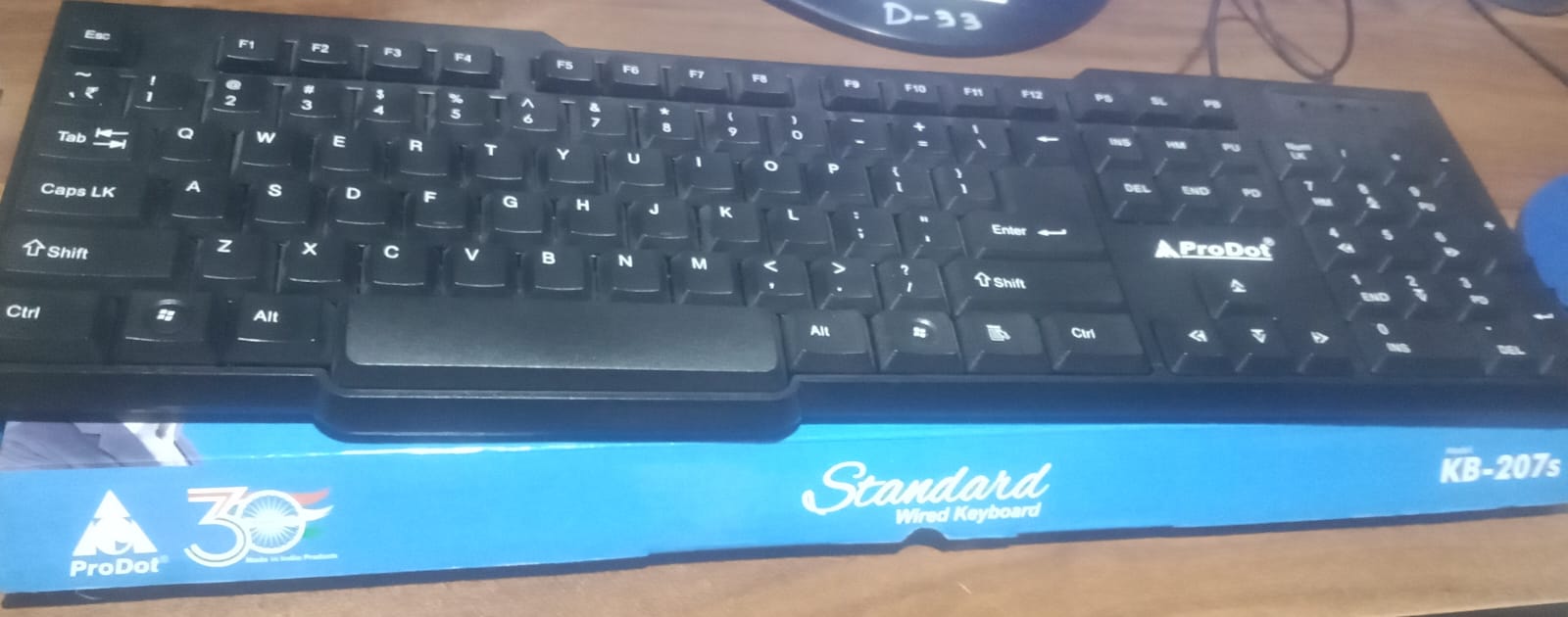 Underside view of the robust wired USB keyboard.