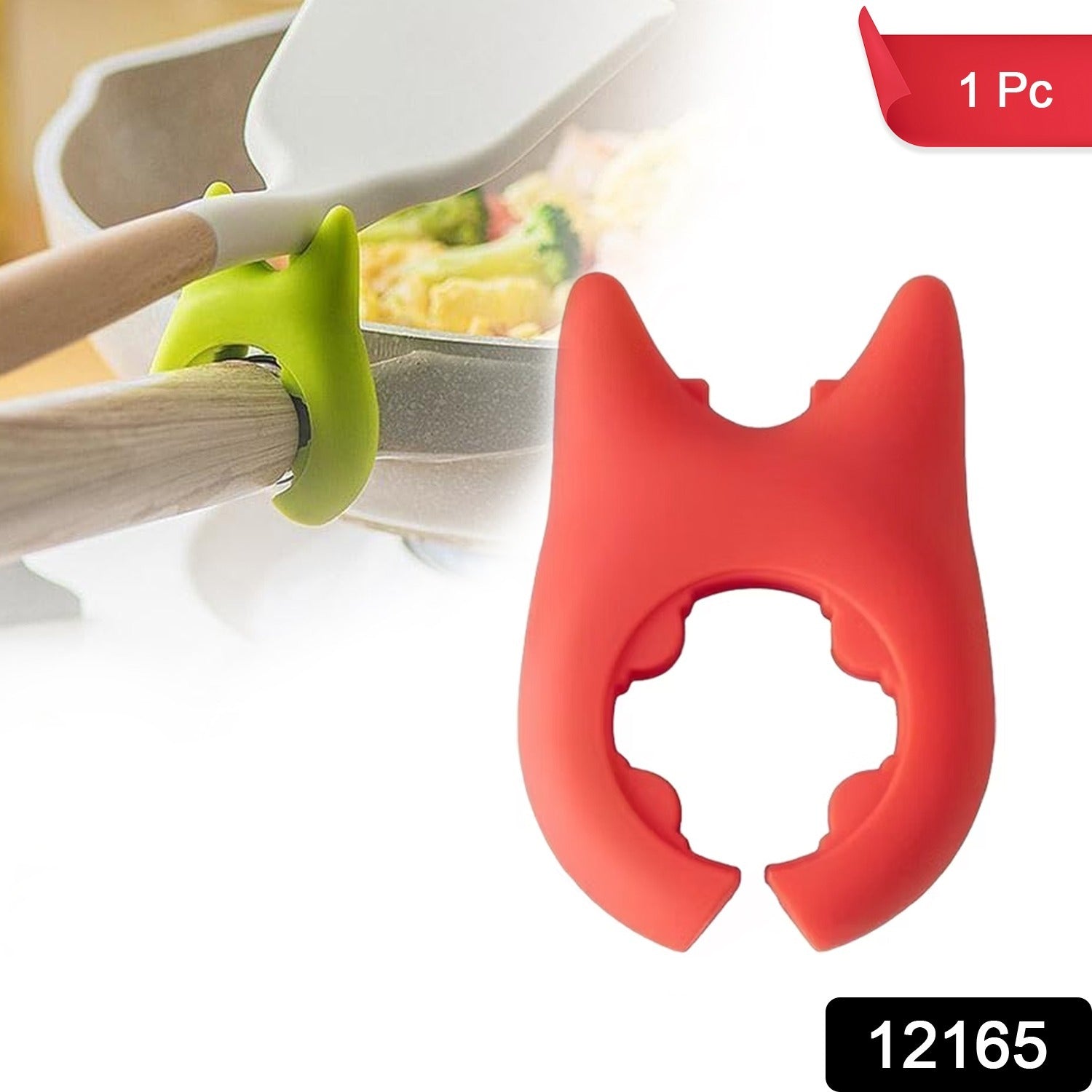 Heat-resistant plastic pot holder with cat ear design holding kitchen utensils securely