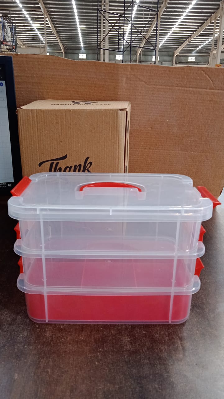 3-layer transparent plastic organizer for office, craft, and home supplies
