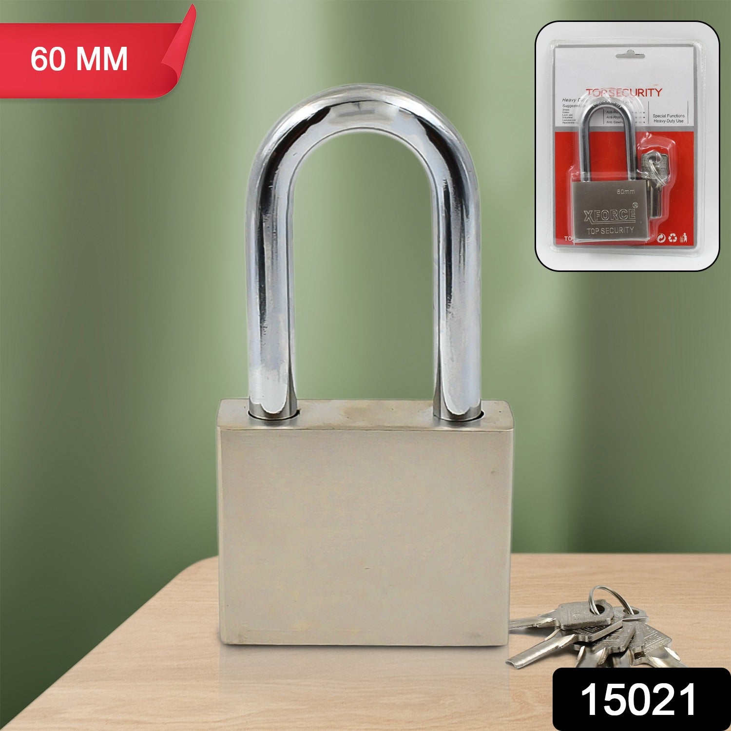 Close-up of the durable solid brass body of the Safelix padlock.