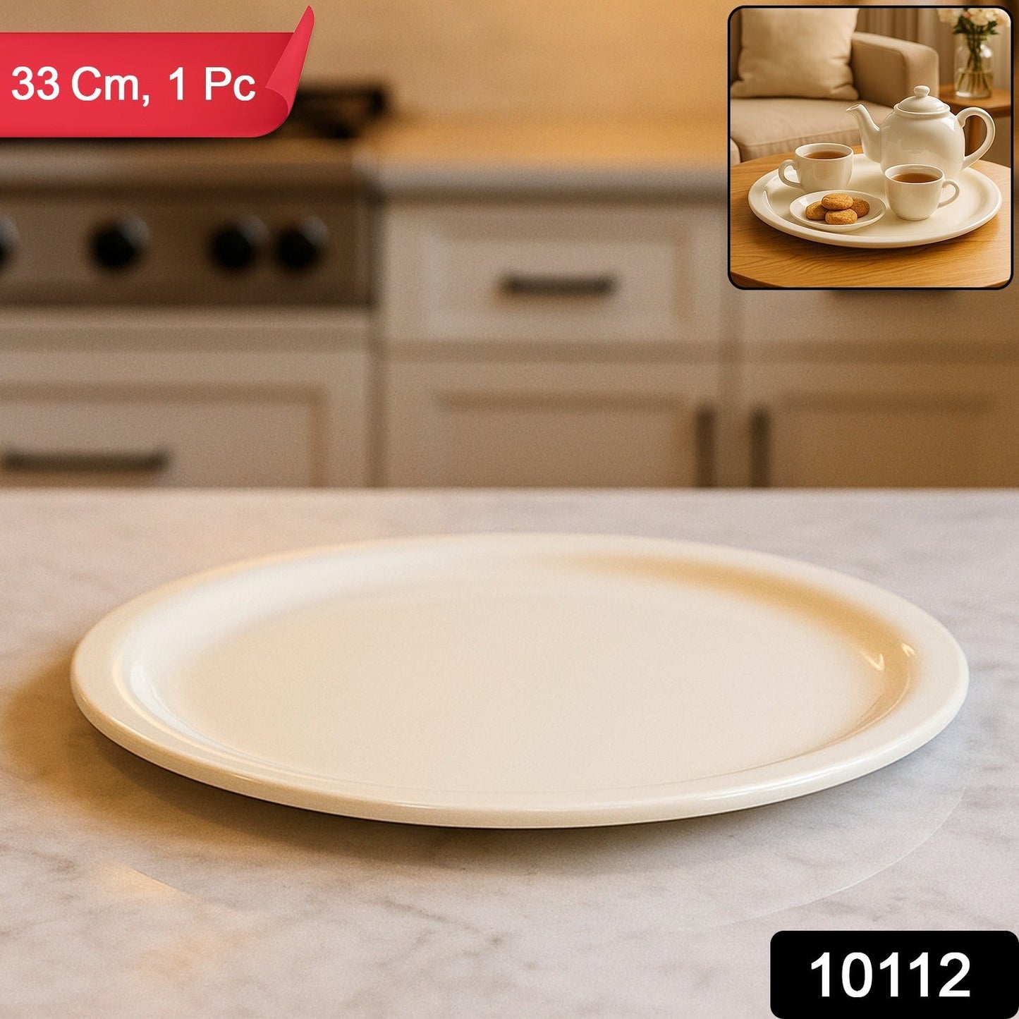 Durable multi-purpose serving tray showcasing spill-resistant raised rim