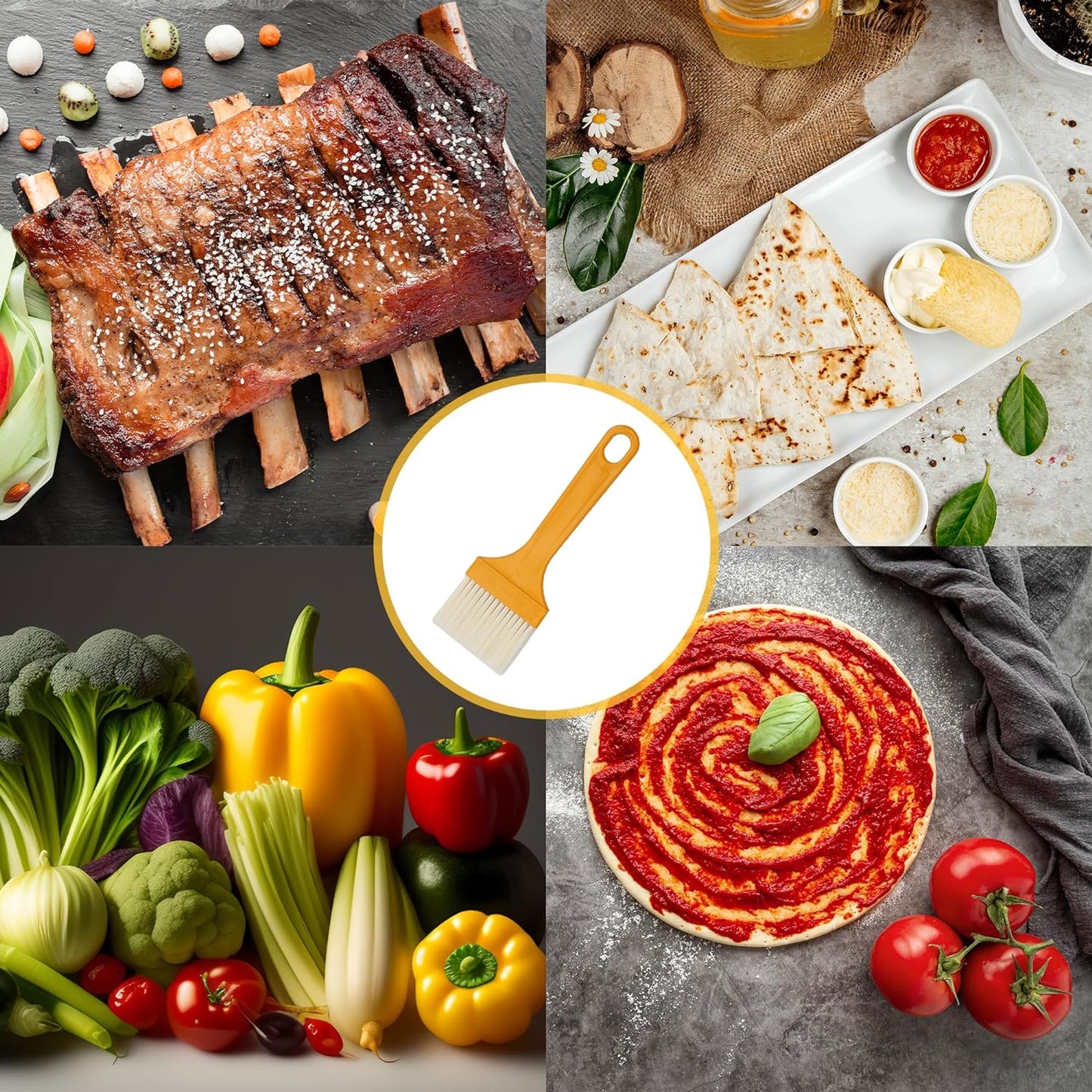 Soft silicone bristles of a basting brush, ideal for delicate pastries.