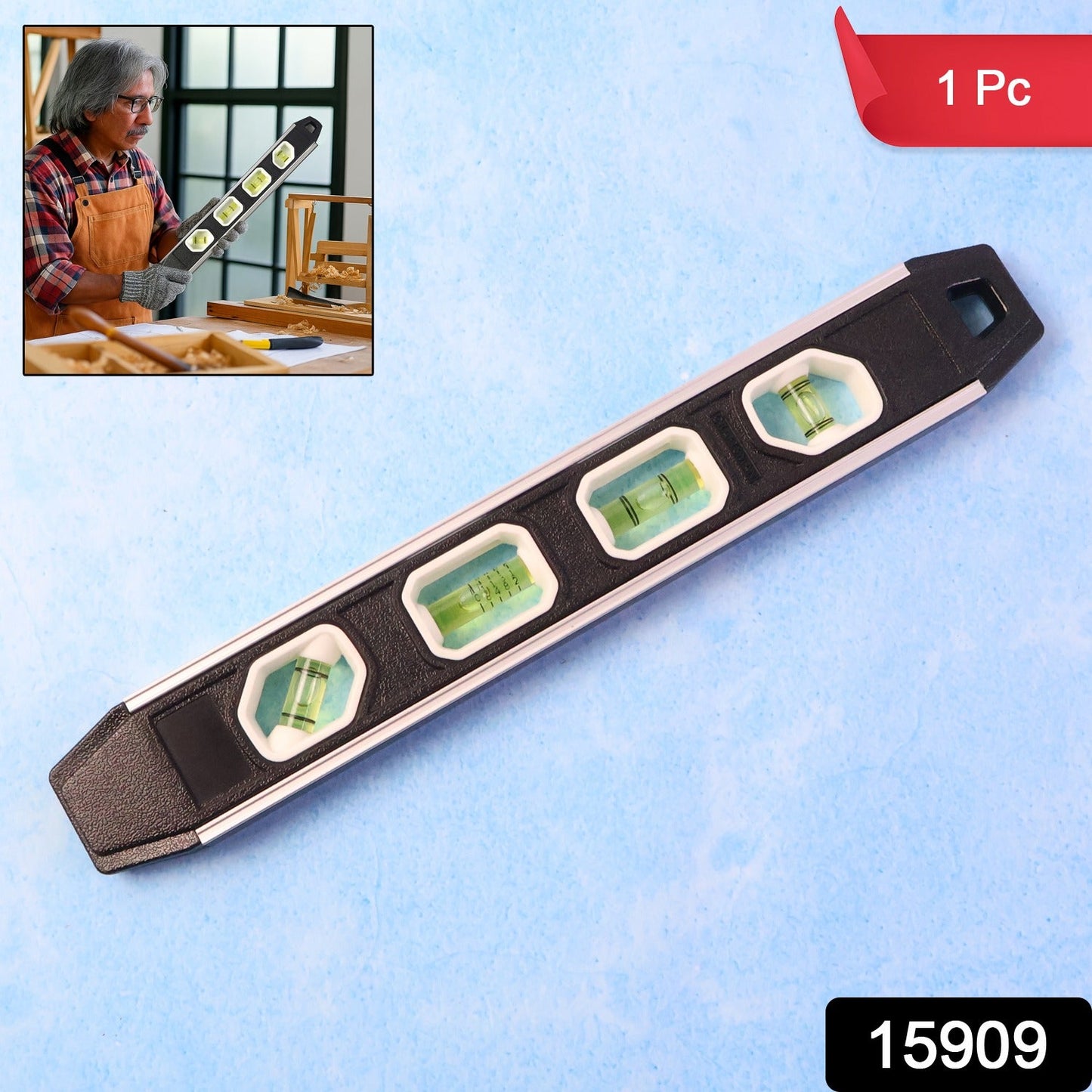 Professional aluminum spirit level with precision bubble vials for construction