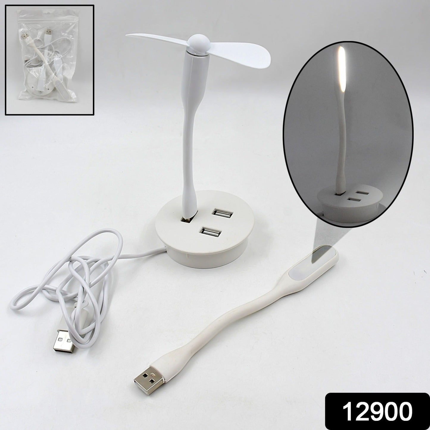 Bright LED USB light illuminating a keyboard for laptop use.