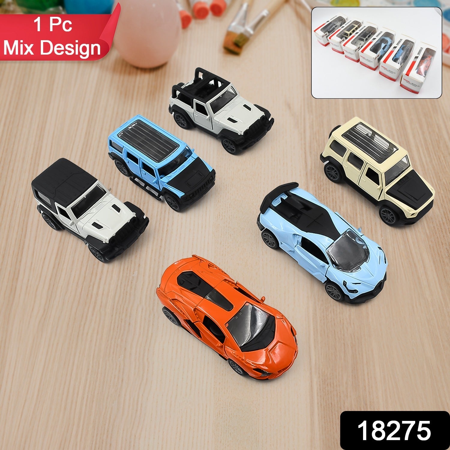 Close-up view of the durable metal and plastic construction of the mini car toy.