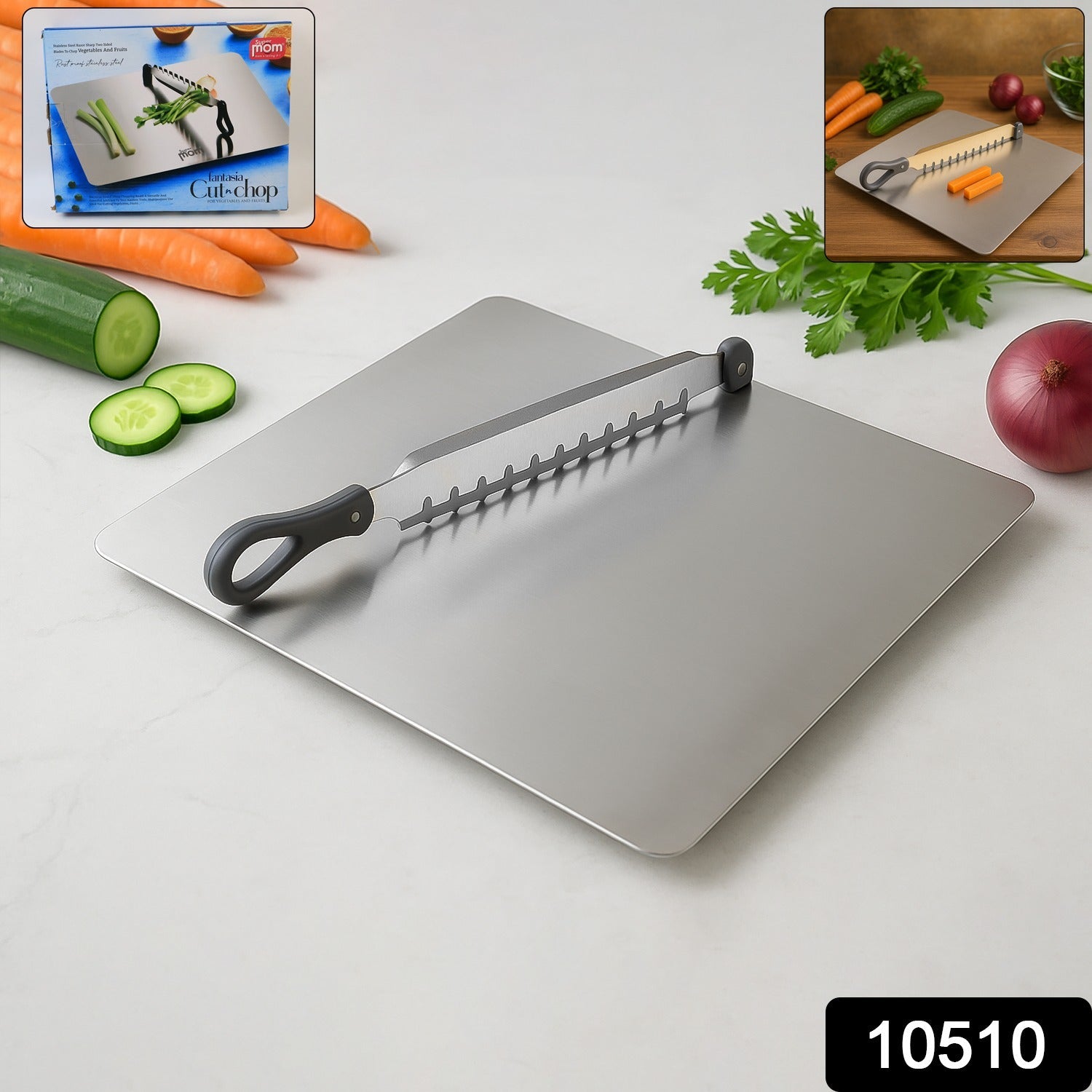 Close-up of stainless steel vegetable slicer & cutter handy for kitchen prep