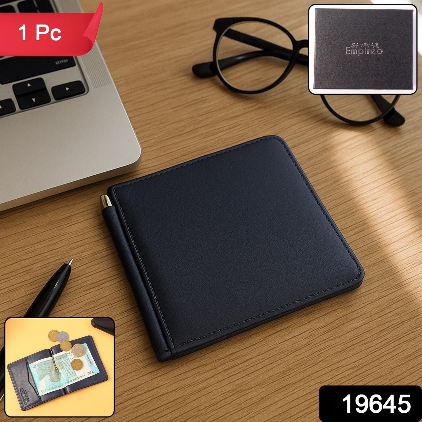 Men's slim bi-fold wallet neatly packed in premium gift box for gifting