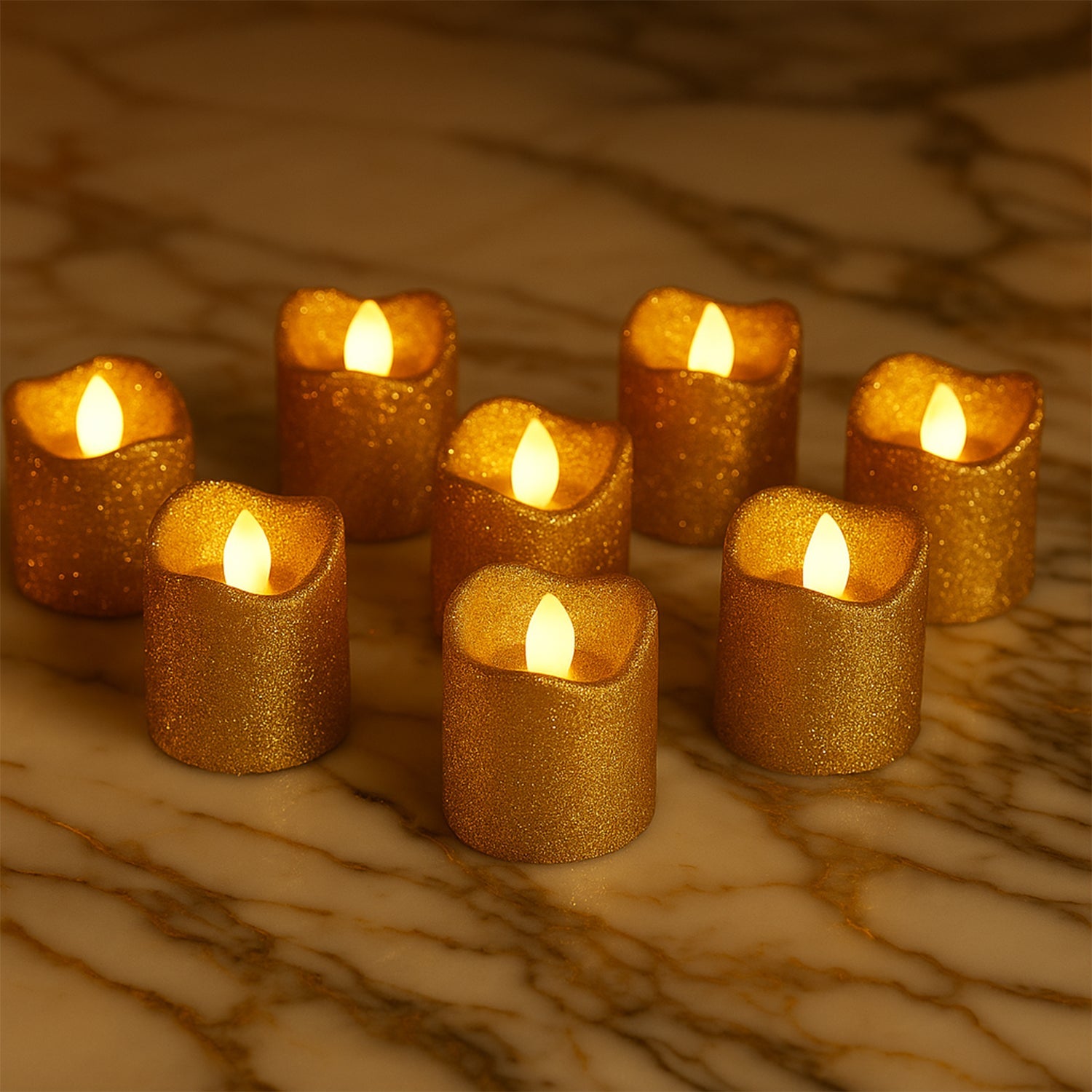 LED tealight candles glowing softly for home decor